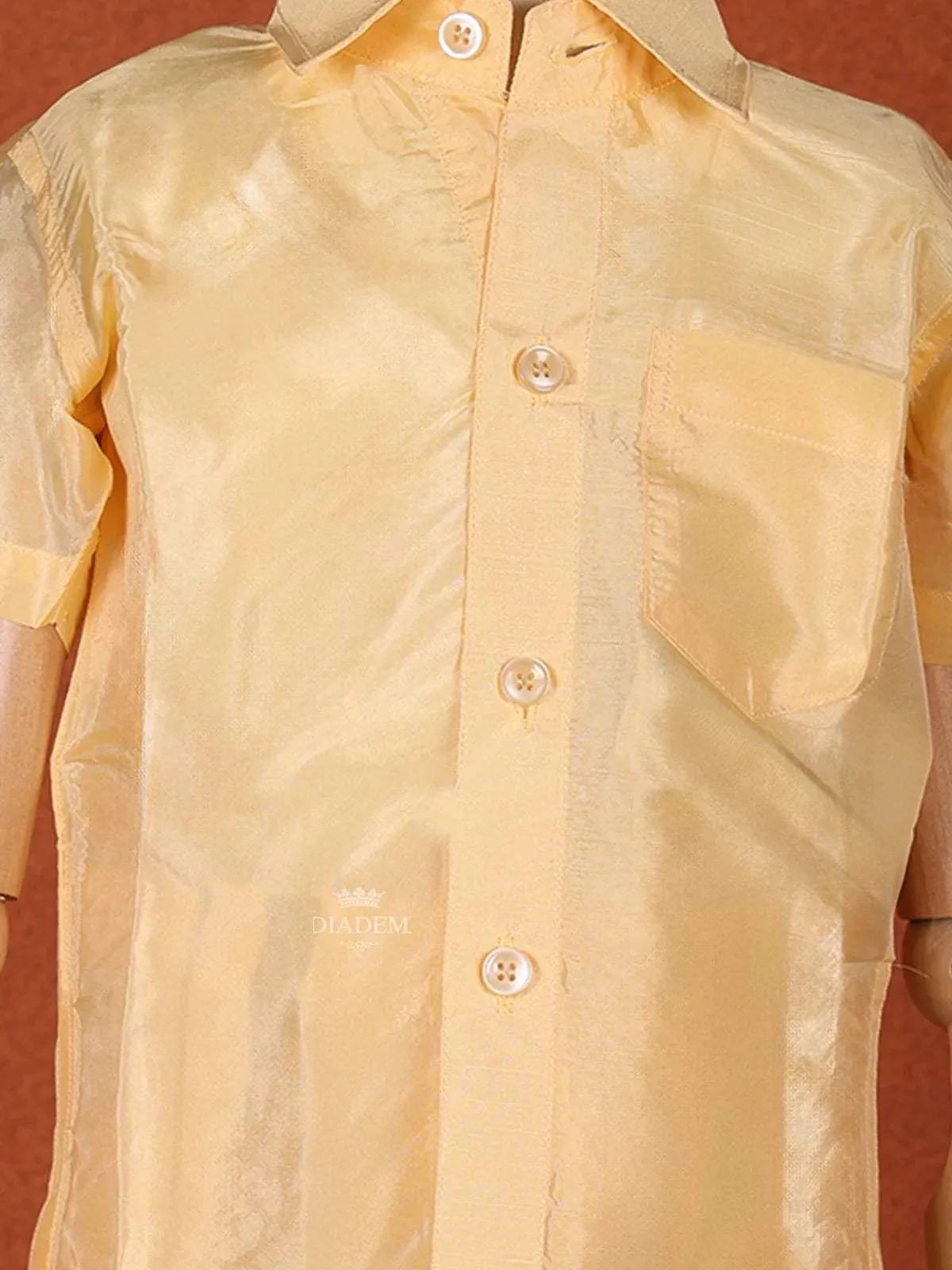 Sandal Silk Dhoti with Matching Half Sleeve Shirt
