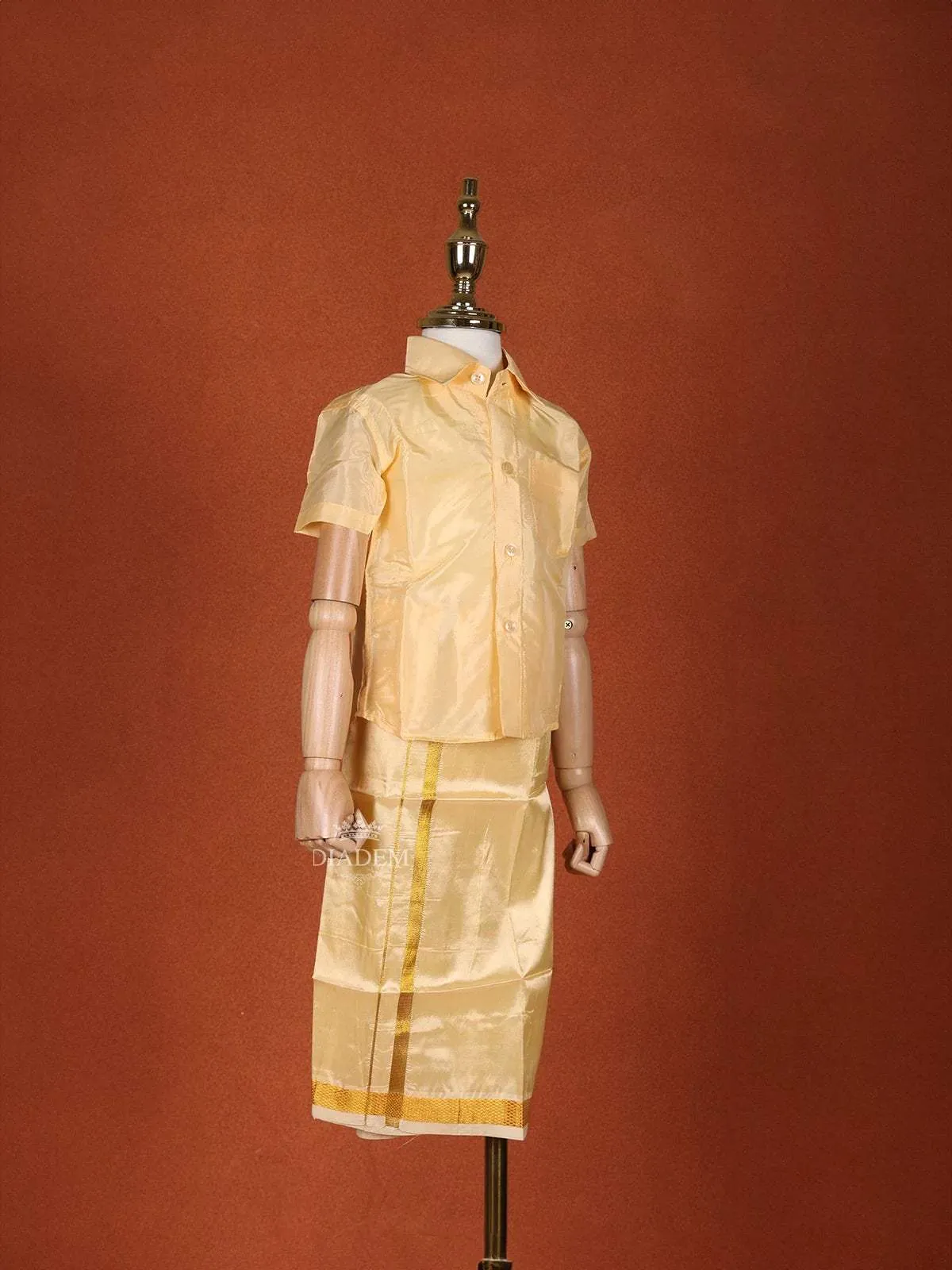 Sandal Silk Dhoti with Matching Half Sleeve Shirt