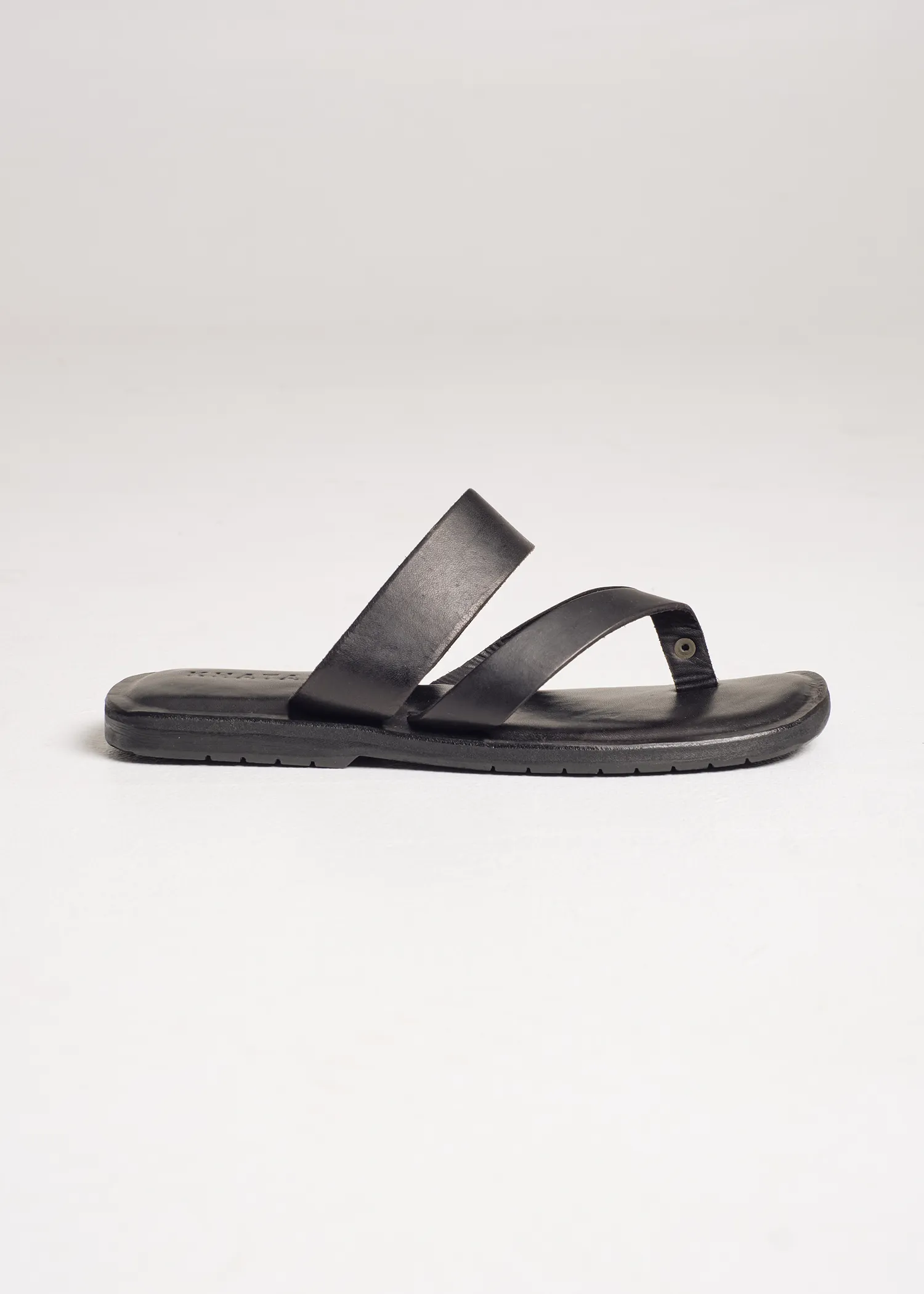 Sandal Toe-Post Strap Leather Sandal - Black