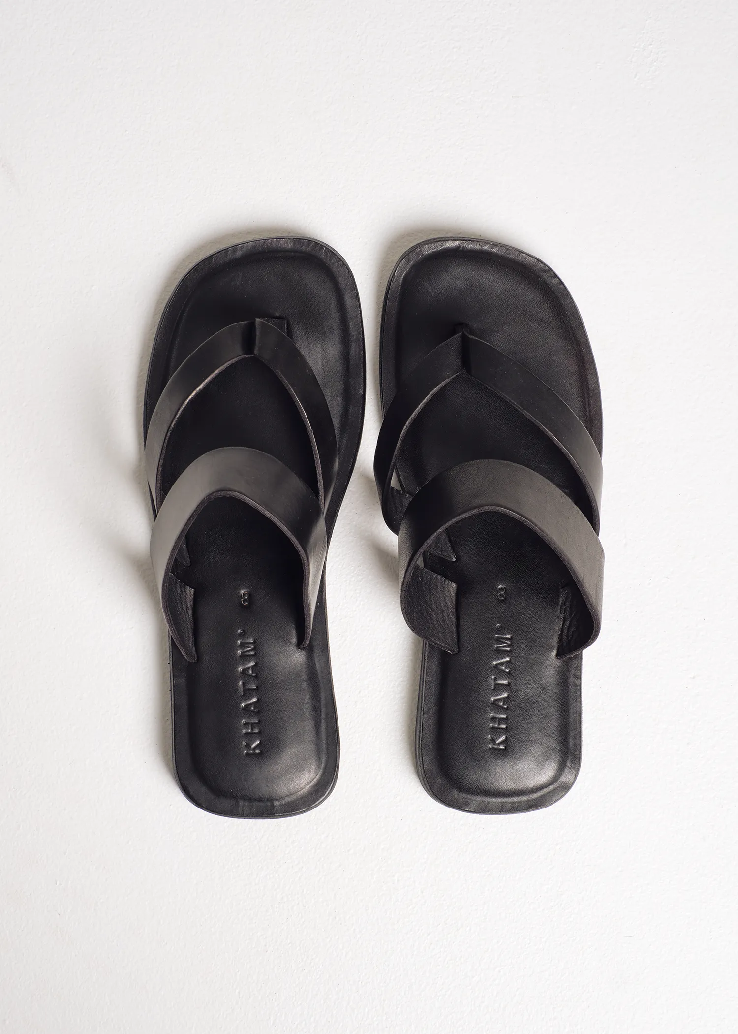 Sandal Toe-Post Strap Leather Sandal - Black