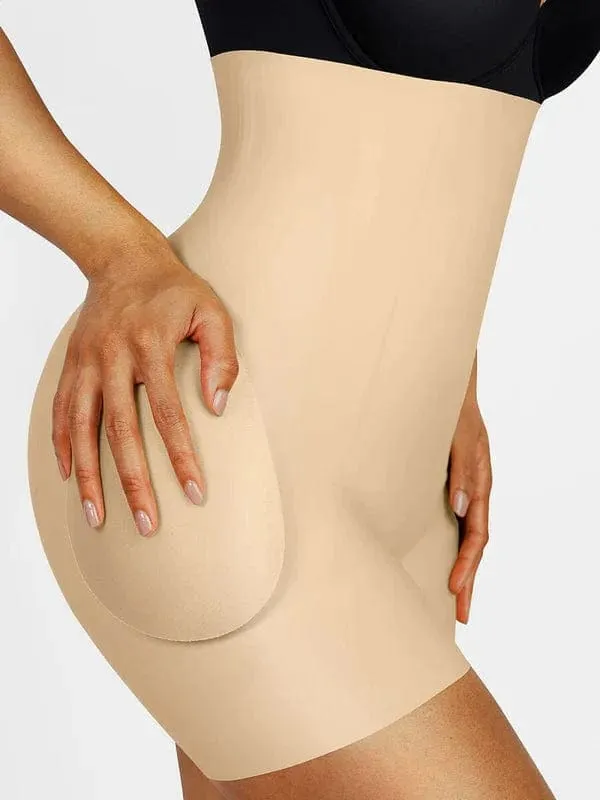 Seamless High Waist Bum Lifting Shapewear Shorts with Removable Hip Pads