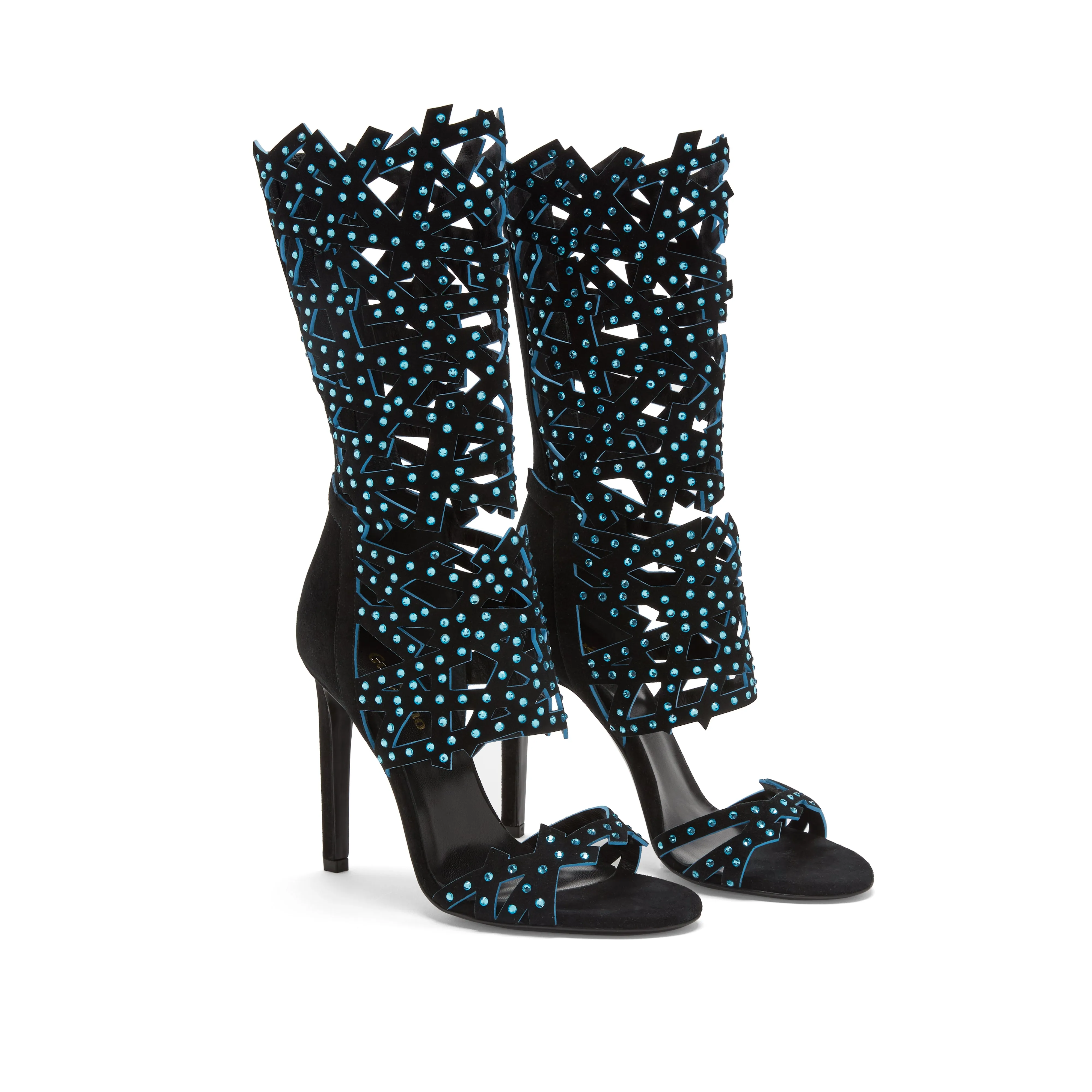 Serene Crystal Sandal short - Black with blue inside
