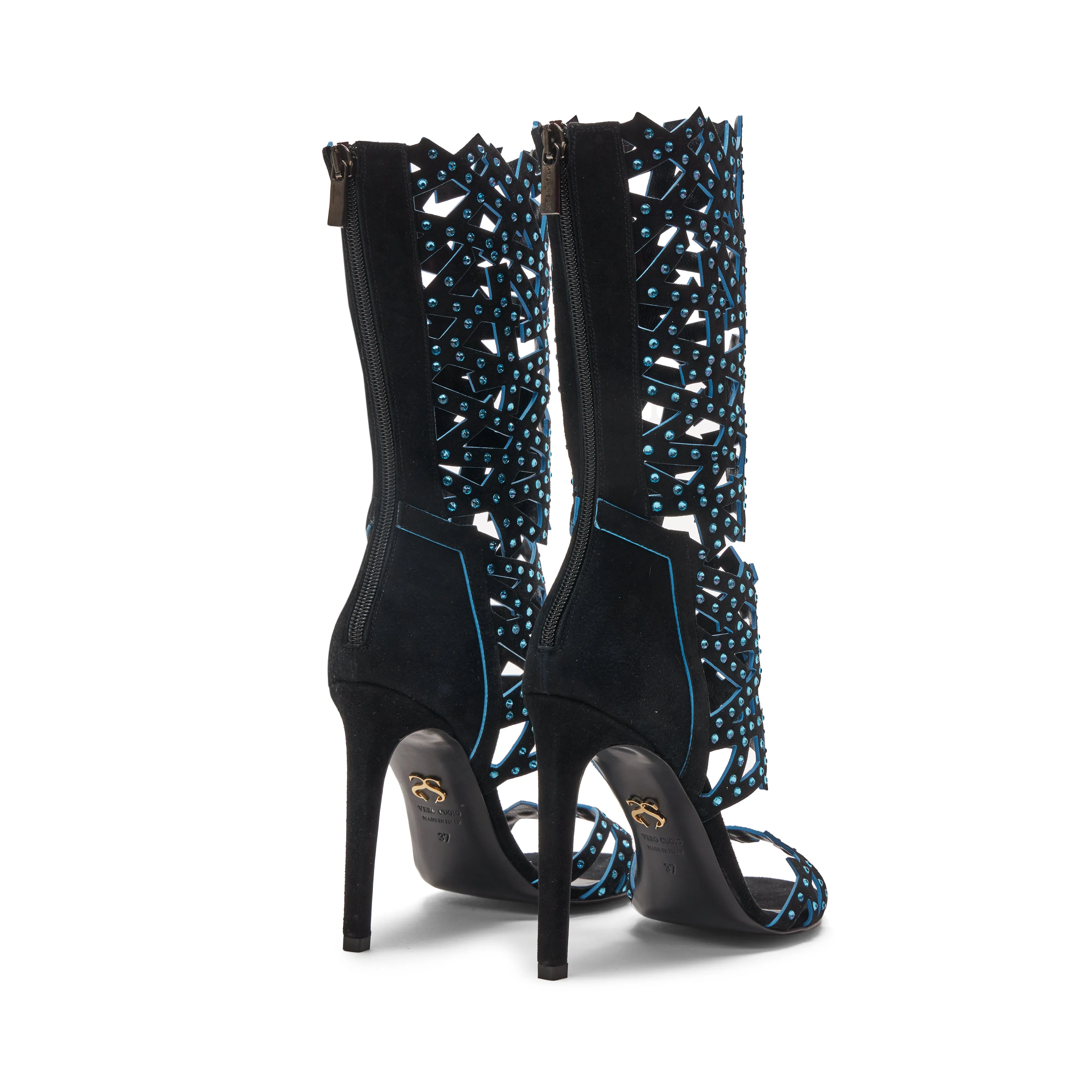 Serene Crystal Sandal short - Black with blue inside