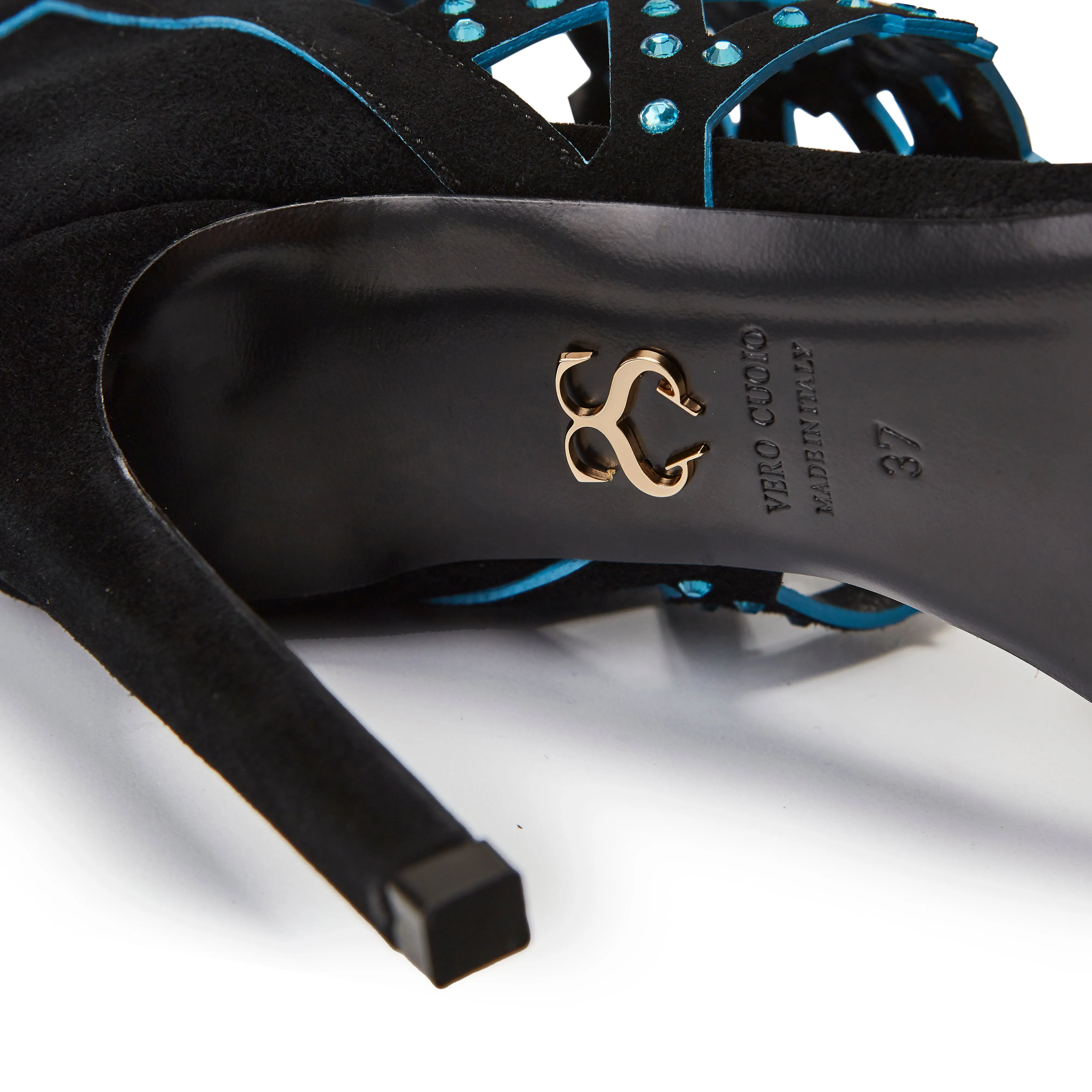 Serene Crystal Sandal short - Black with blue inside