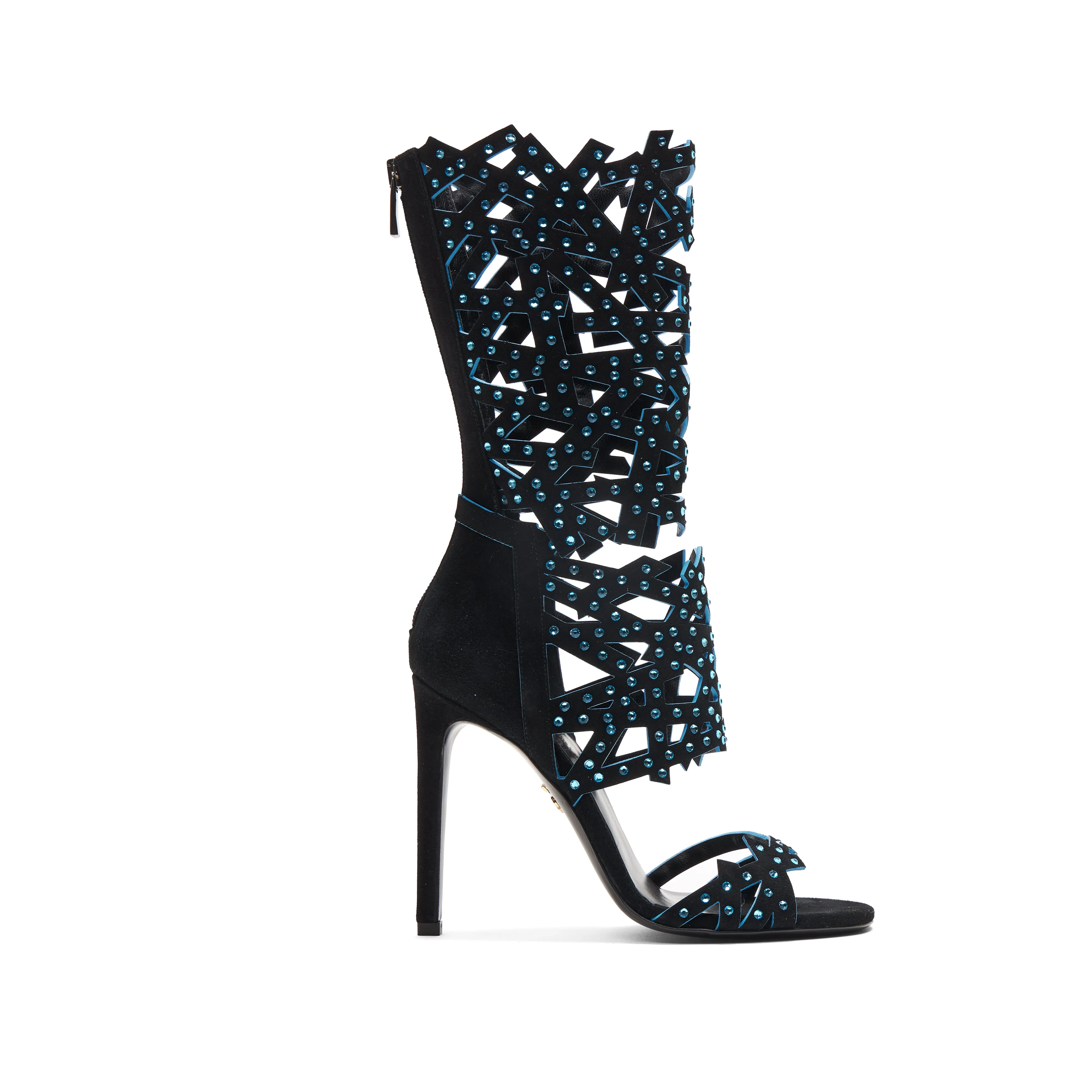 Serene Crystal Sandal short - Black with blue inside