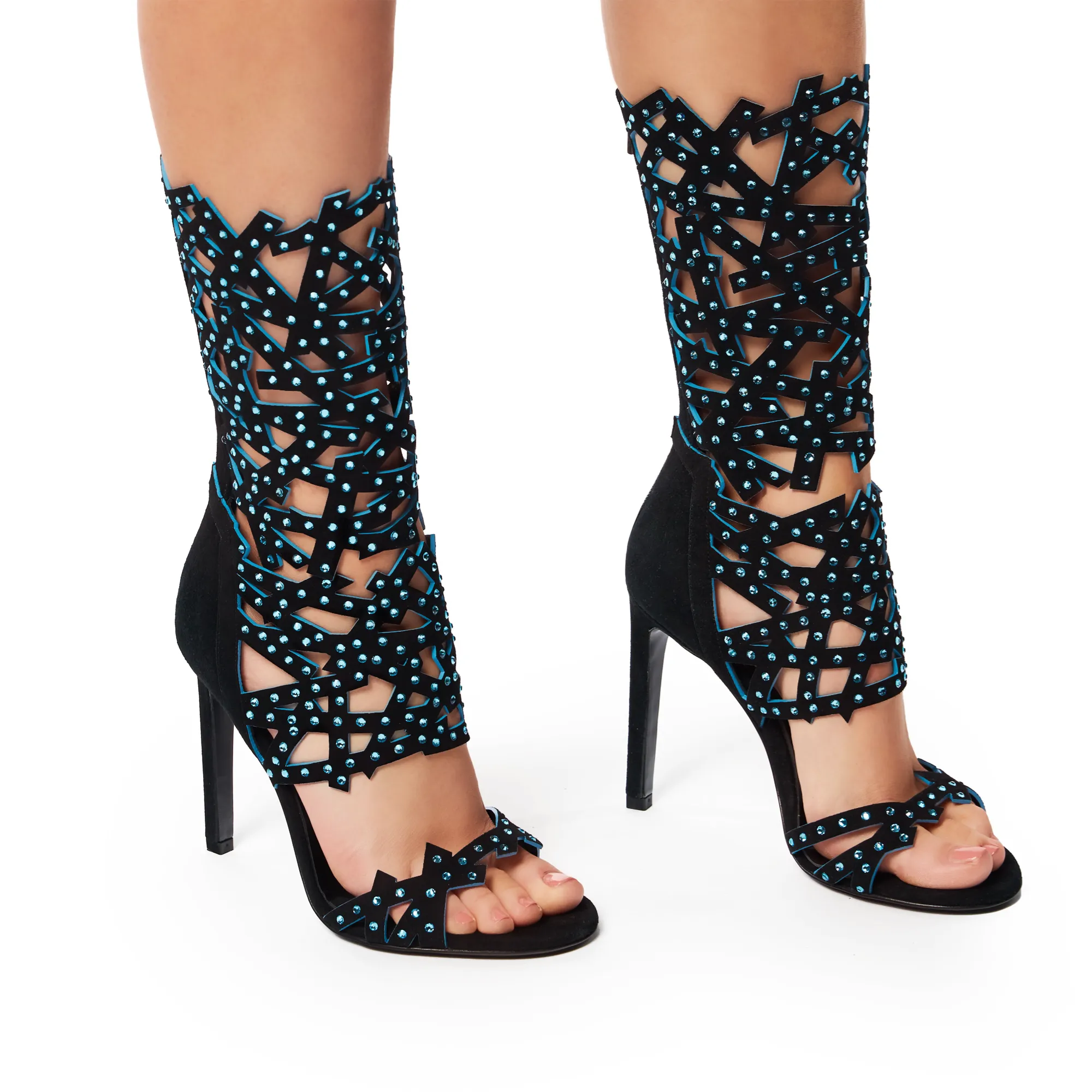 Serene Crystal Sandal short - Black with blue inside