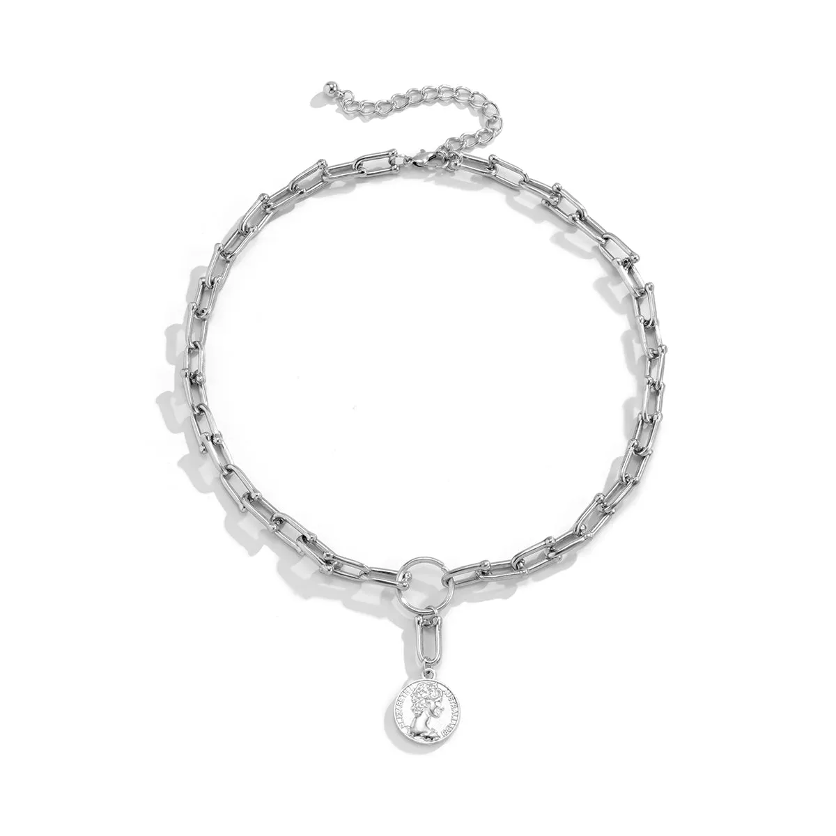 Silver-Plated Coin Pendant Necklace
