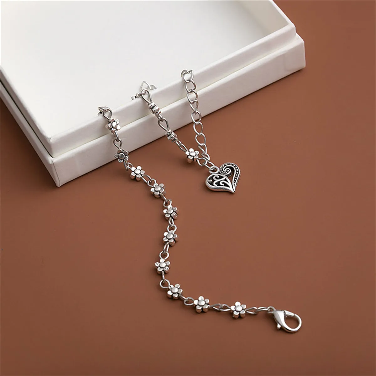 Silver-Plated Mum Station Heart Charm Bracelet