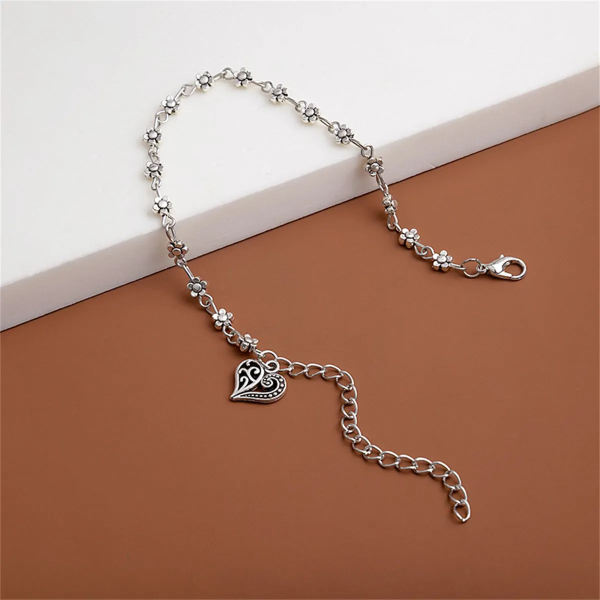 Silver-Plated Mum Station Heart Charm Bracelet