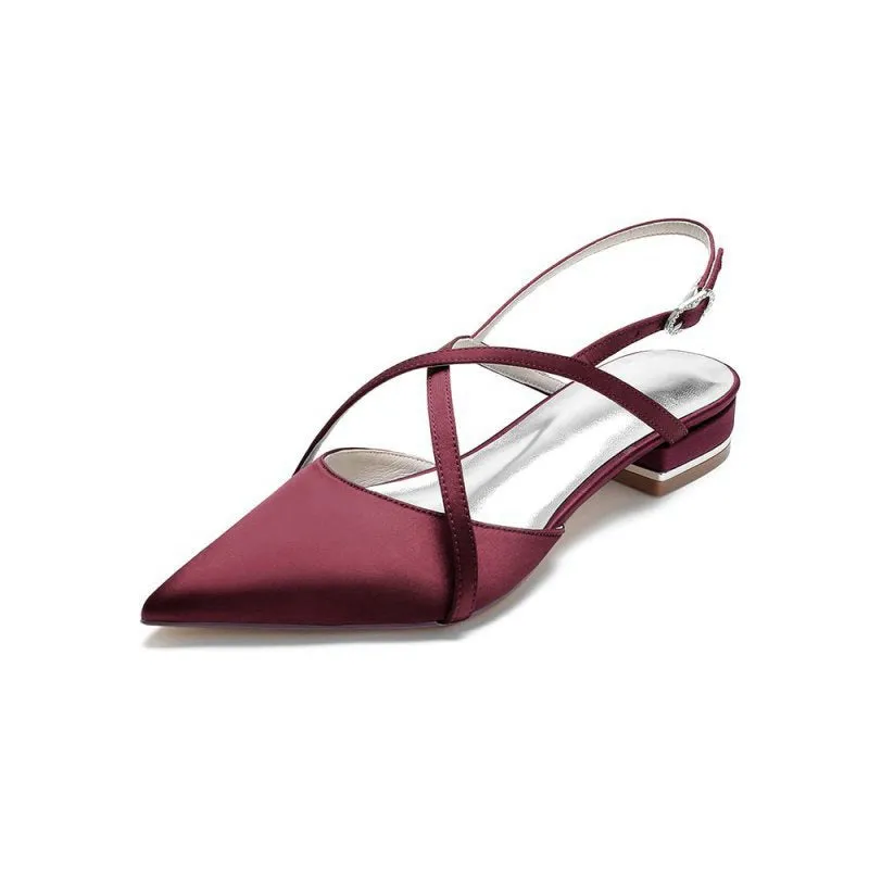 Simple Pointed Toe Ankle Straps Kitten Heels