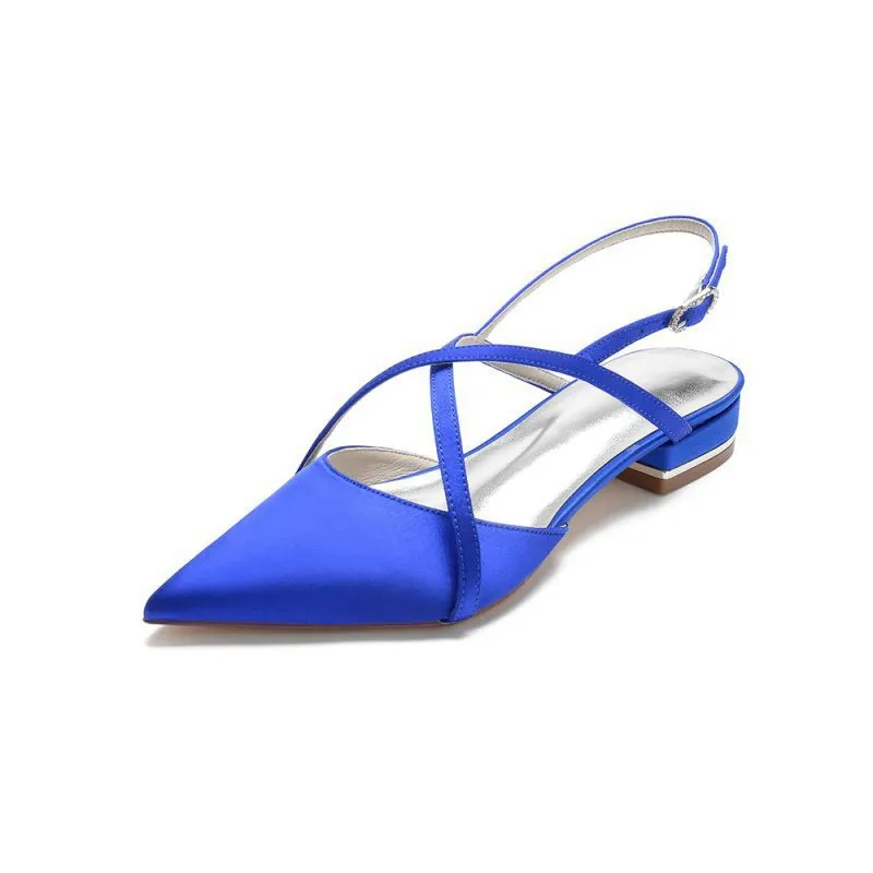 Simple Pointed Toe Ankle Straps Kitten Heels