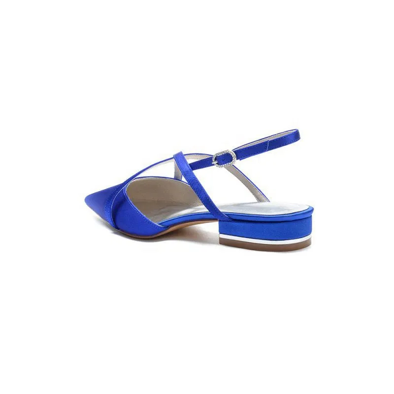 Simple Pointed Toe Ankle Straps Kitten Heels