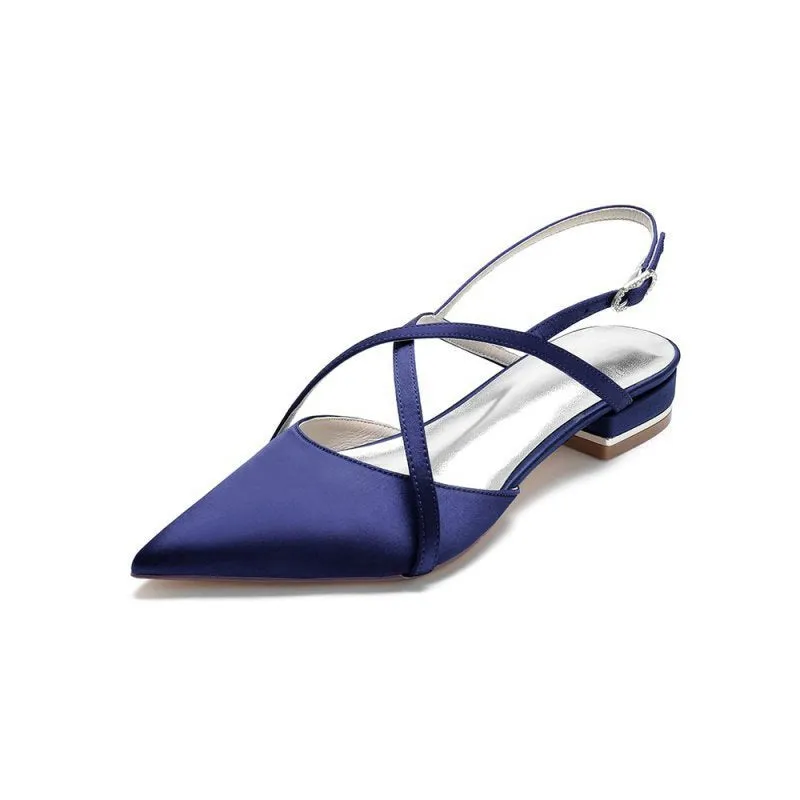 Simple Pointed Toe Ankle Straps Kitten Heels