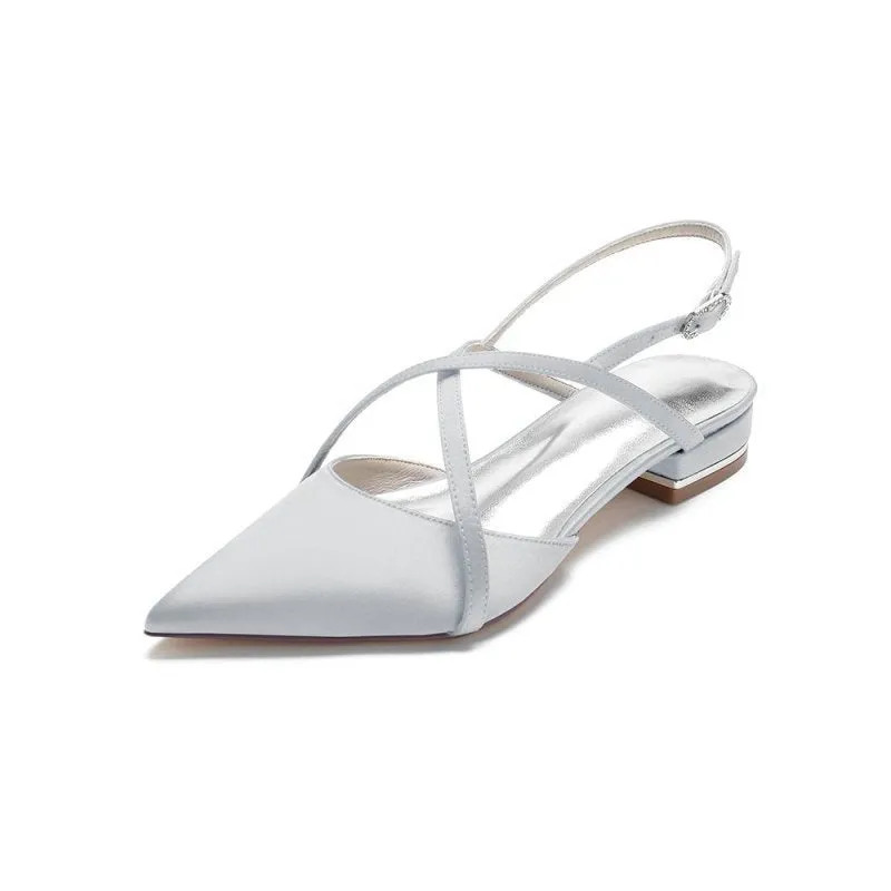 Simple Pointed Toe Ankle Straps Kitten Heels