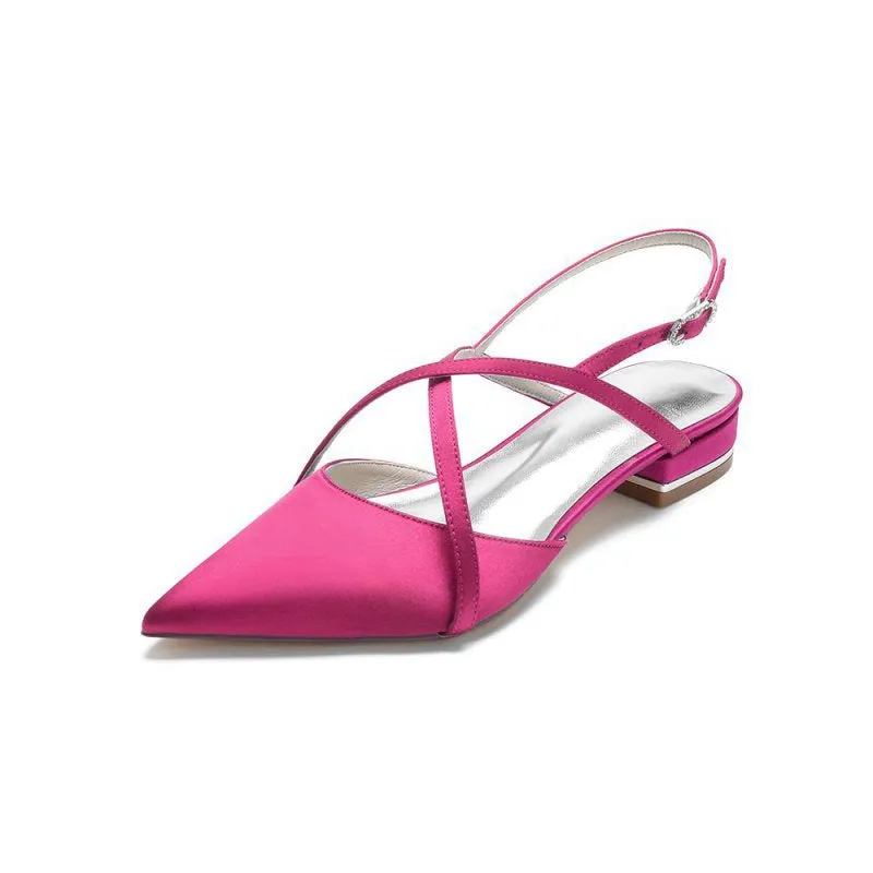 Simple Pointed Toe Ankle Straps Kitten Heels