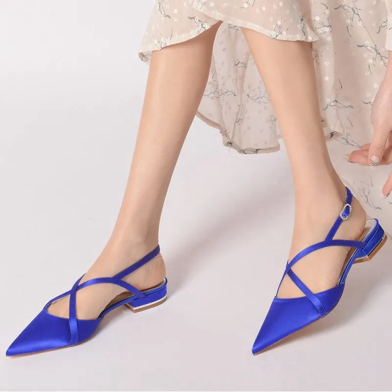 Simple Pointed Toe Ankle Straps Kitten Heels