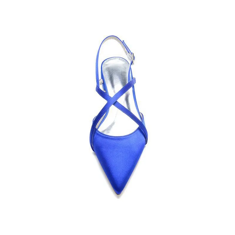 Simple Pointed Toe Ankle Straps Kitten Heels