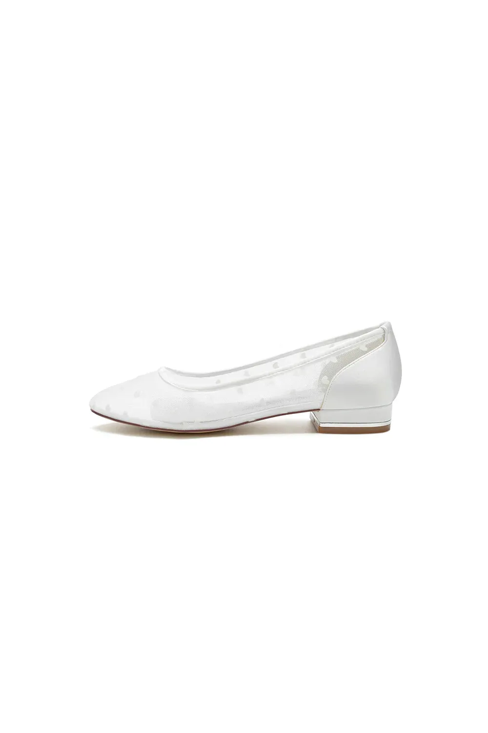 Simple Pointed Toe Mesh Slip-on Low Heels