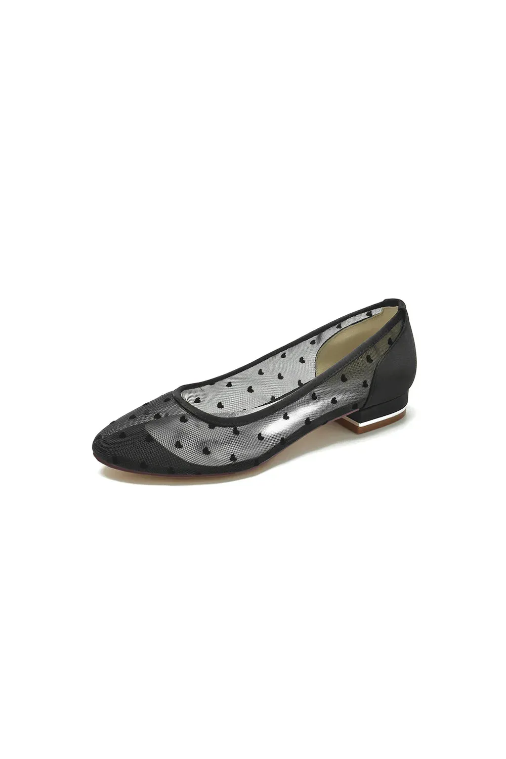 Simple Pointed Toe Mesh Slip-on Low Heels