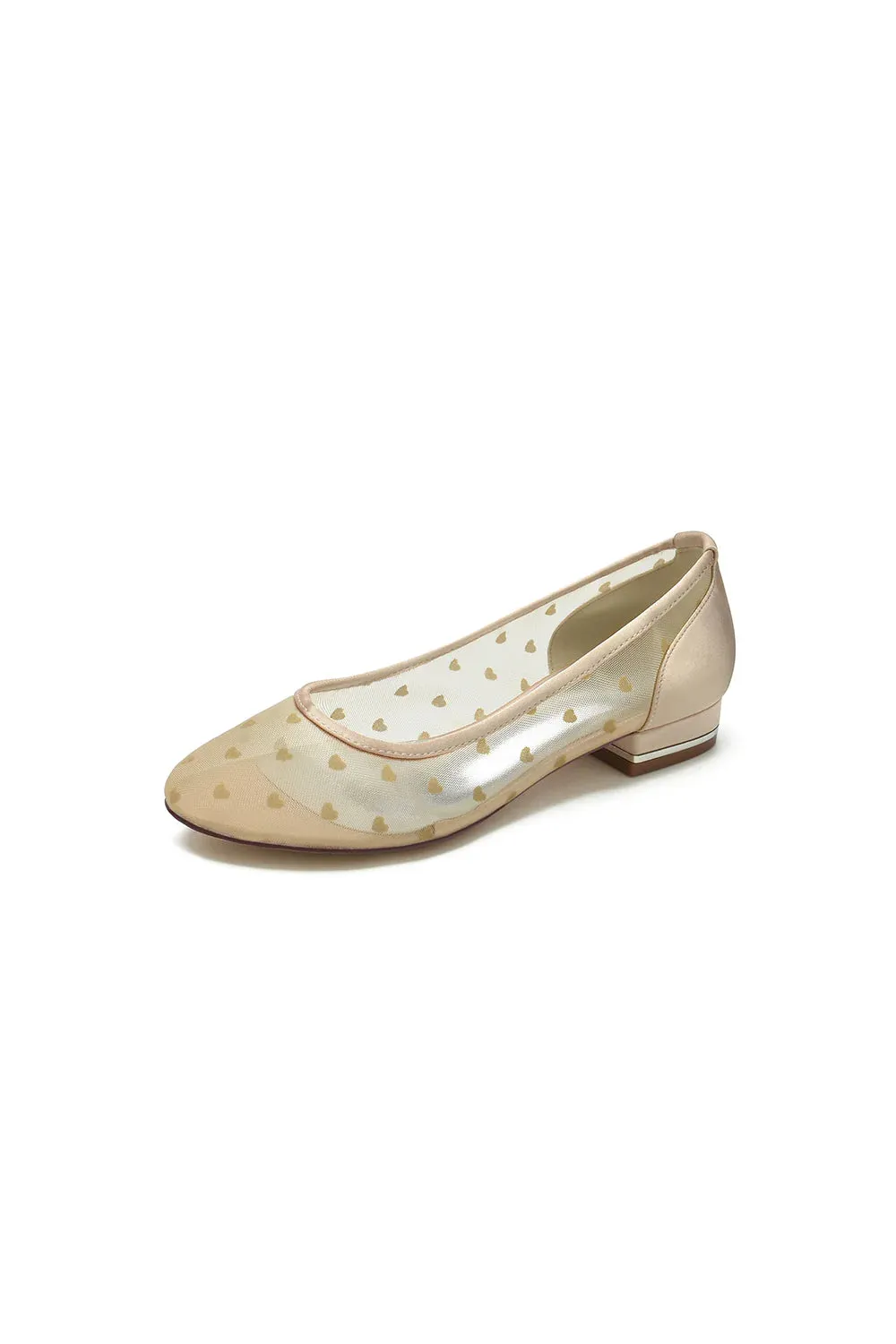 Simple Pointed Toe Mesh Slip-on Low Heels