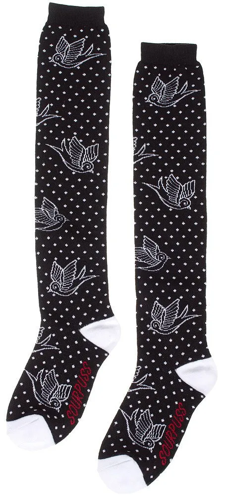 Sourpuss 19" Sparrows and Dots Socks