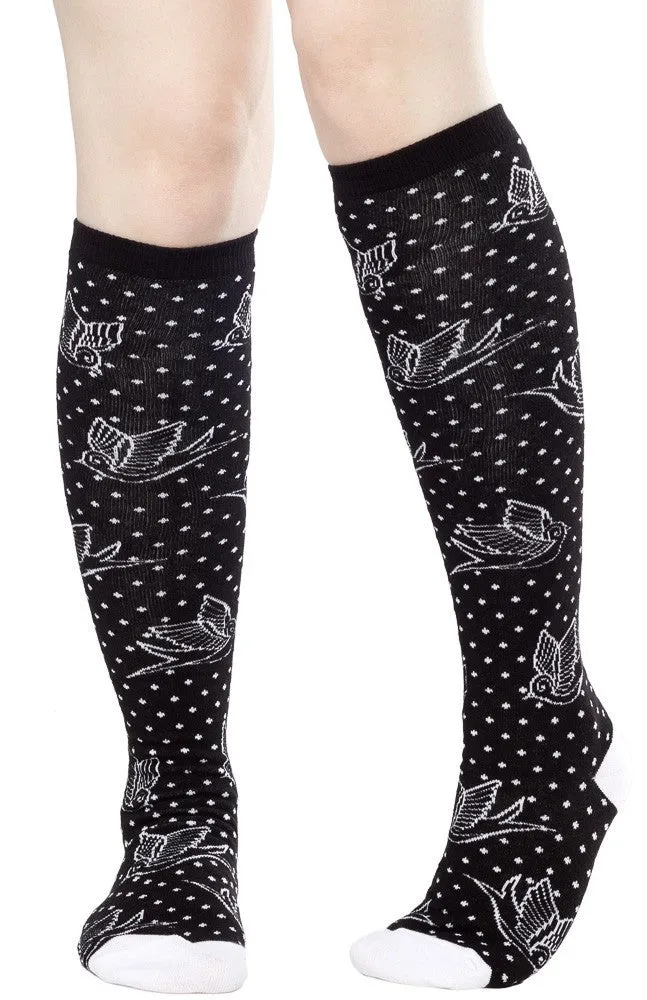 Sourpuss 19" Sparrows and Dots Socks