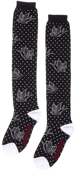 Sourpuss 19" Sparrows and Dots Socks
