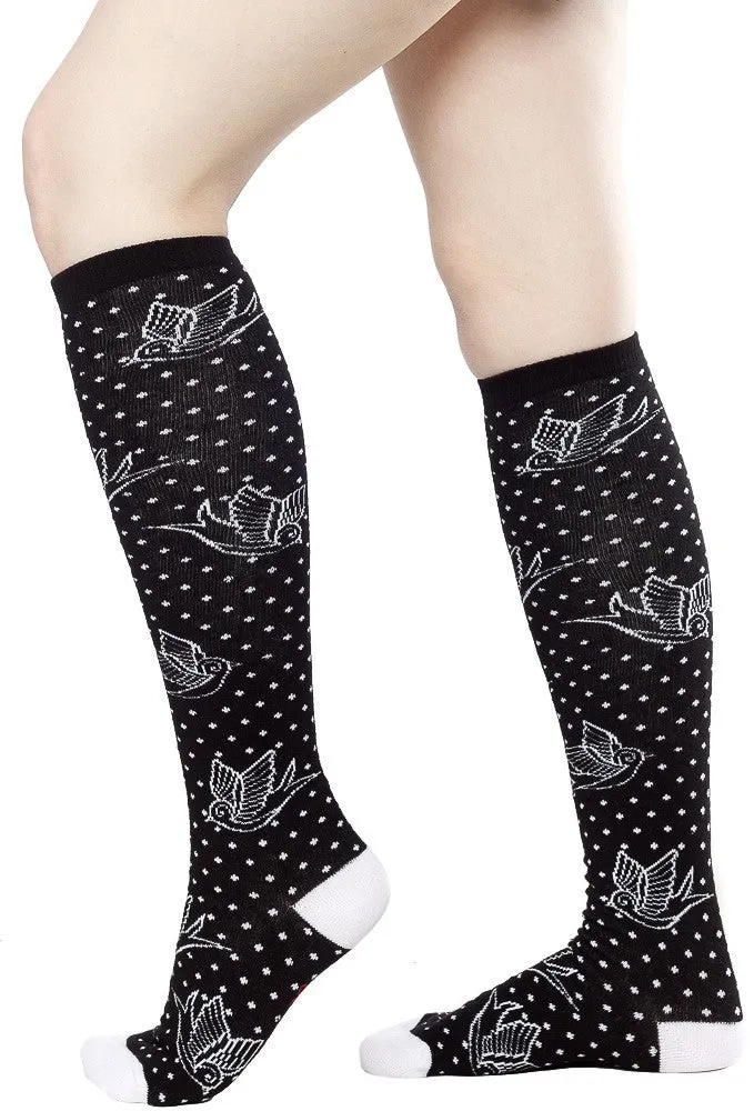 Sourpuss 19" Sparrows and Dots Socks