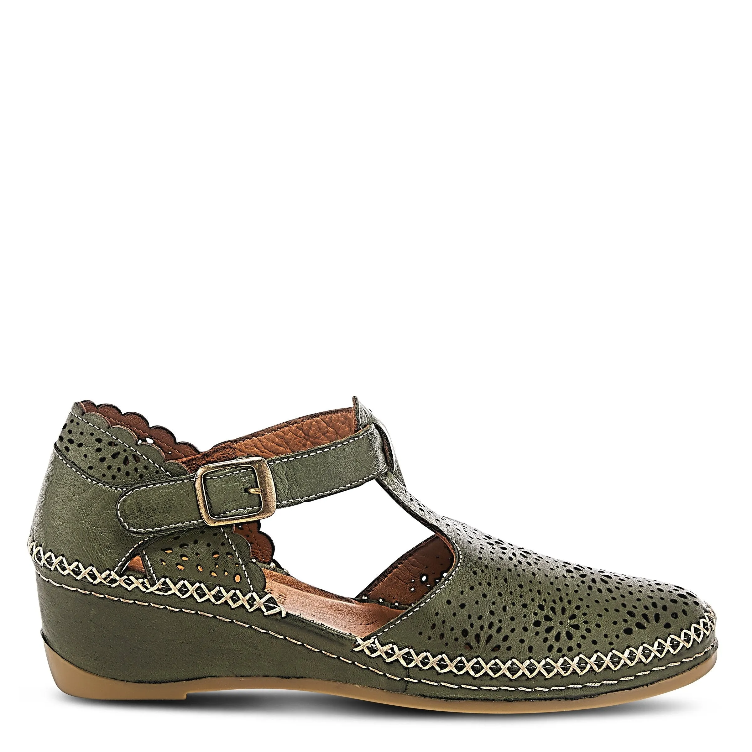 Spring Step Shoes Airy Wedge Shoes Women's Leather T Strap
