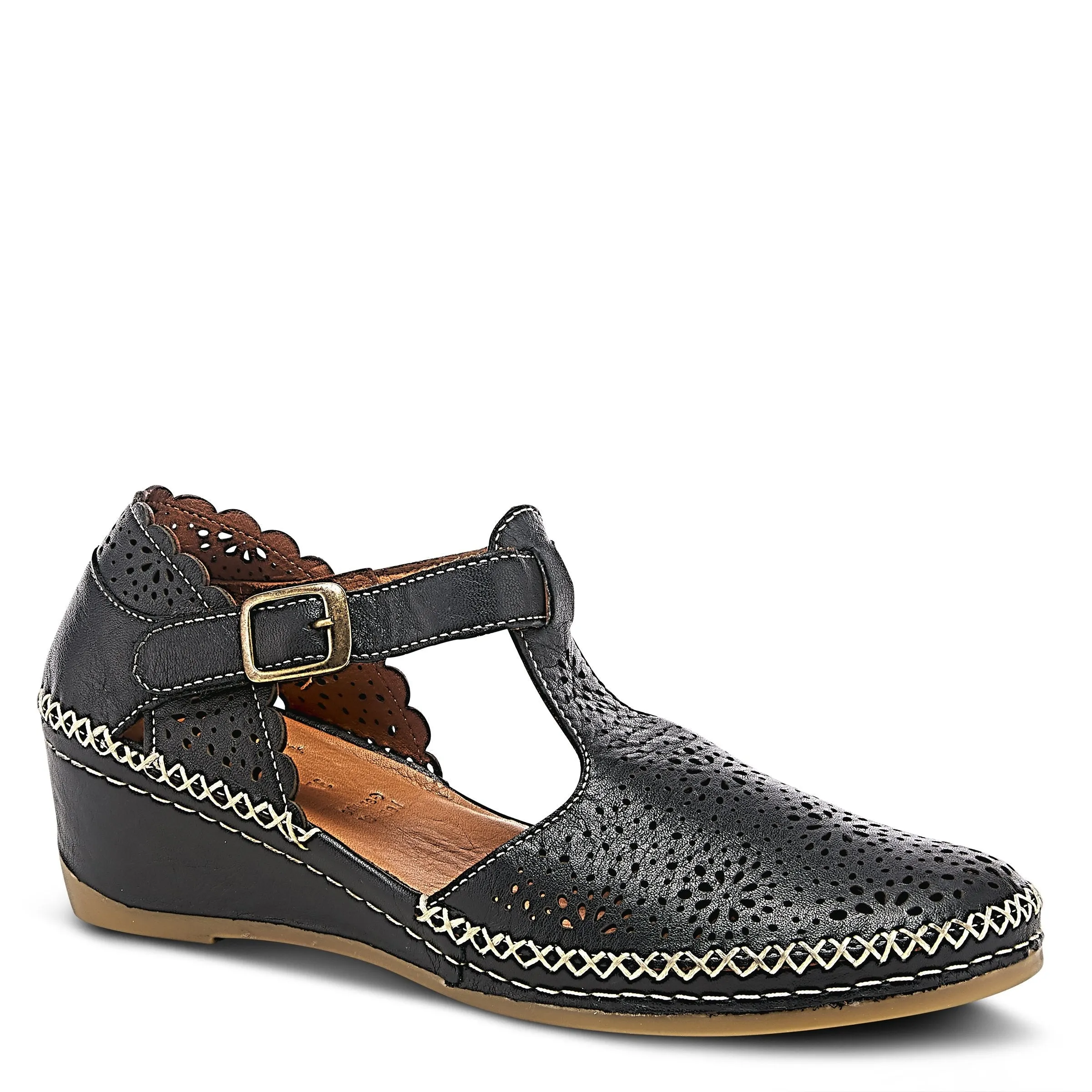 Spring Step Shoes Airy Wedge Shoes Women's Leather T Strap