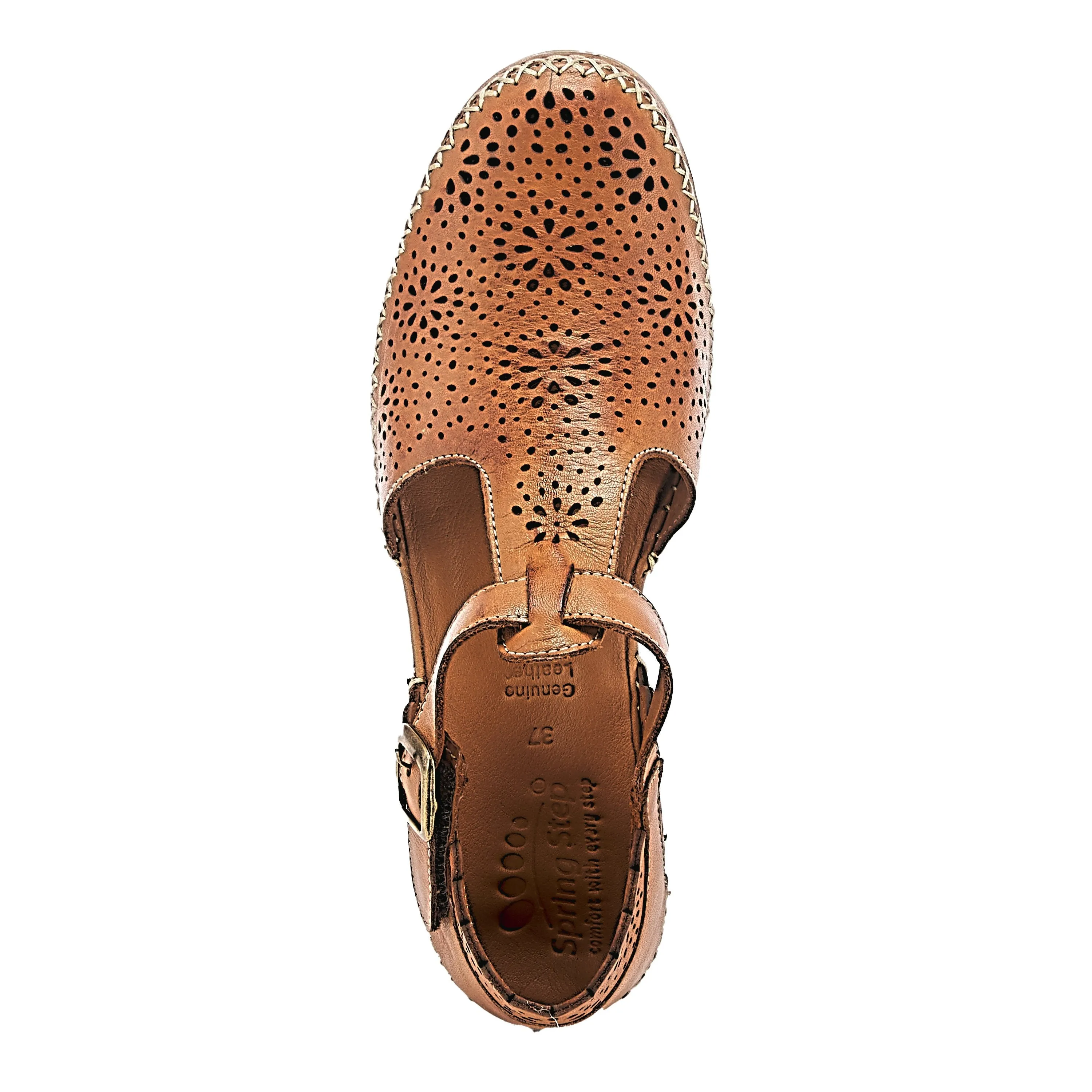 Spring Step Shoes Airy Wedge Shoes Women's Leather T Strap