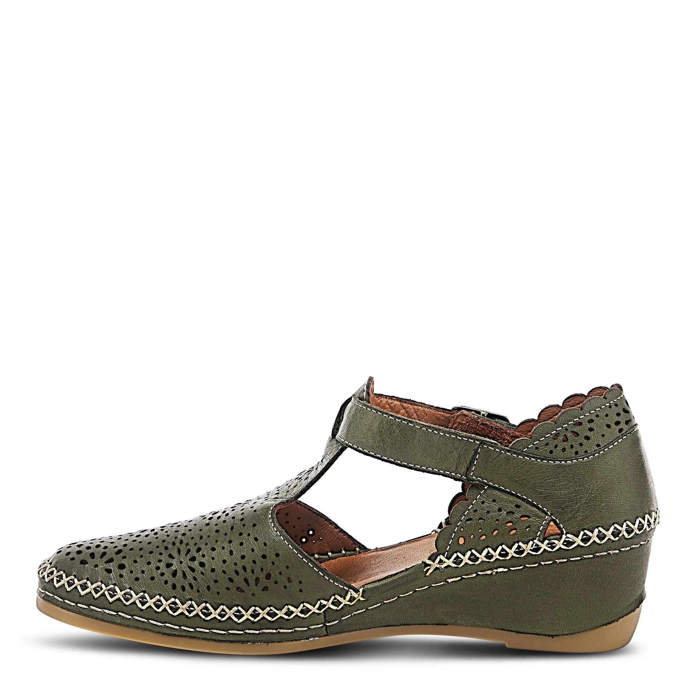 Spring Step Shoes Airy Wedge Shoes Women's Leather T Strap