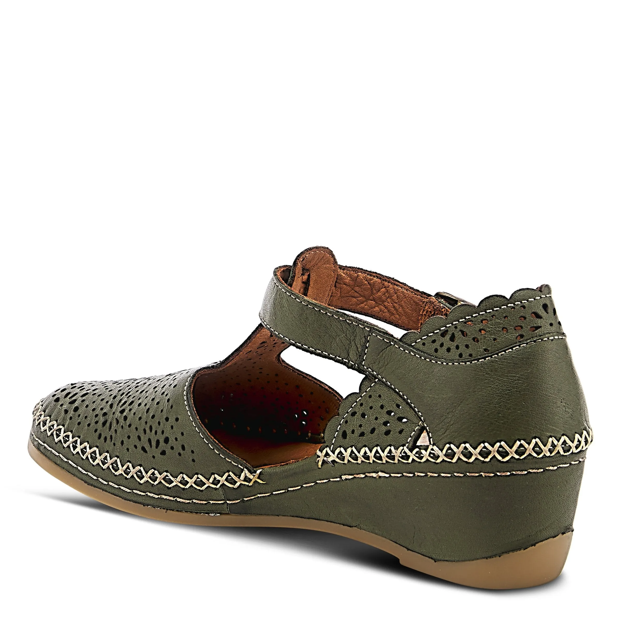 Spring Step Shoes Airy Wedge Shoes Women's Leather T Strap