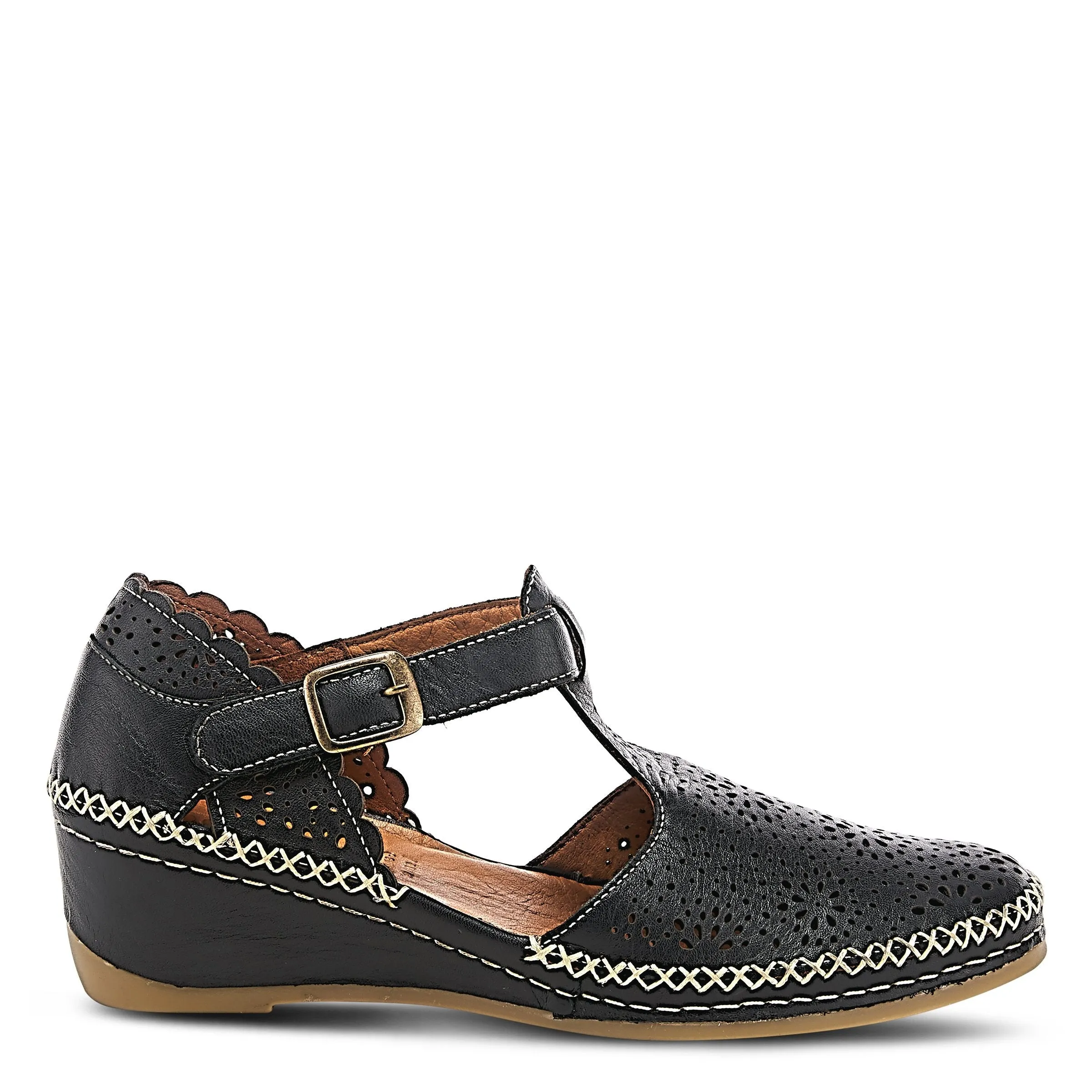 Spring Step Shoes Airy Wedge Shoes Women's Leather T Strap