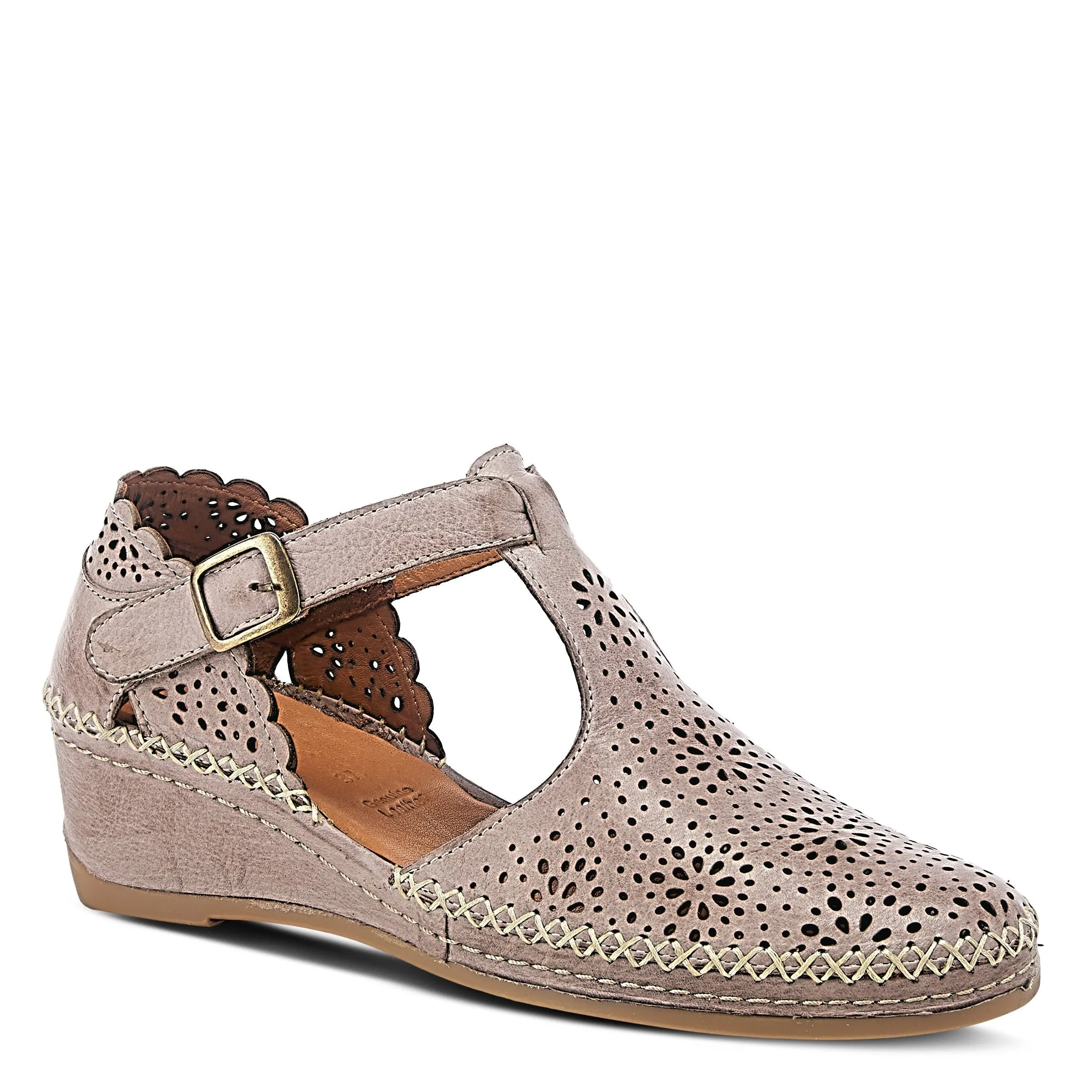Spring Step Shoes Airy Wedge Shoes Women's Leather T Strap