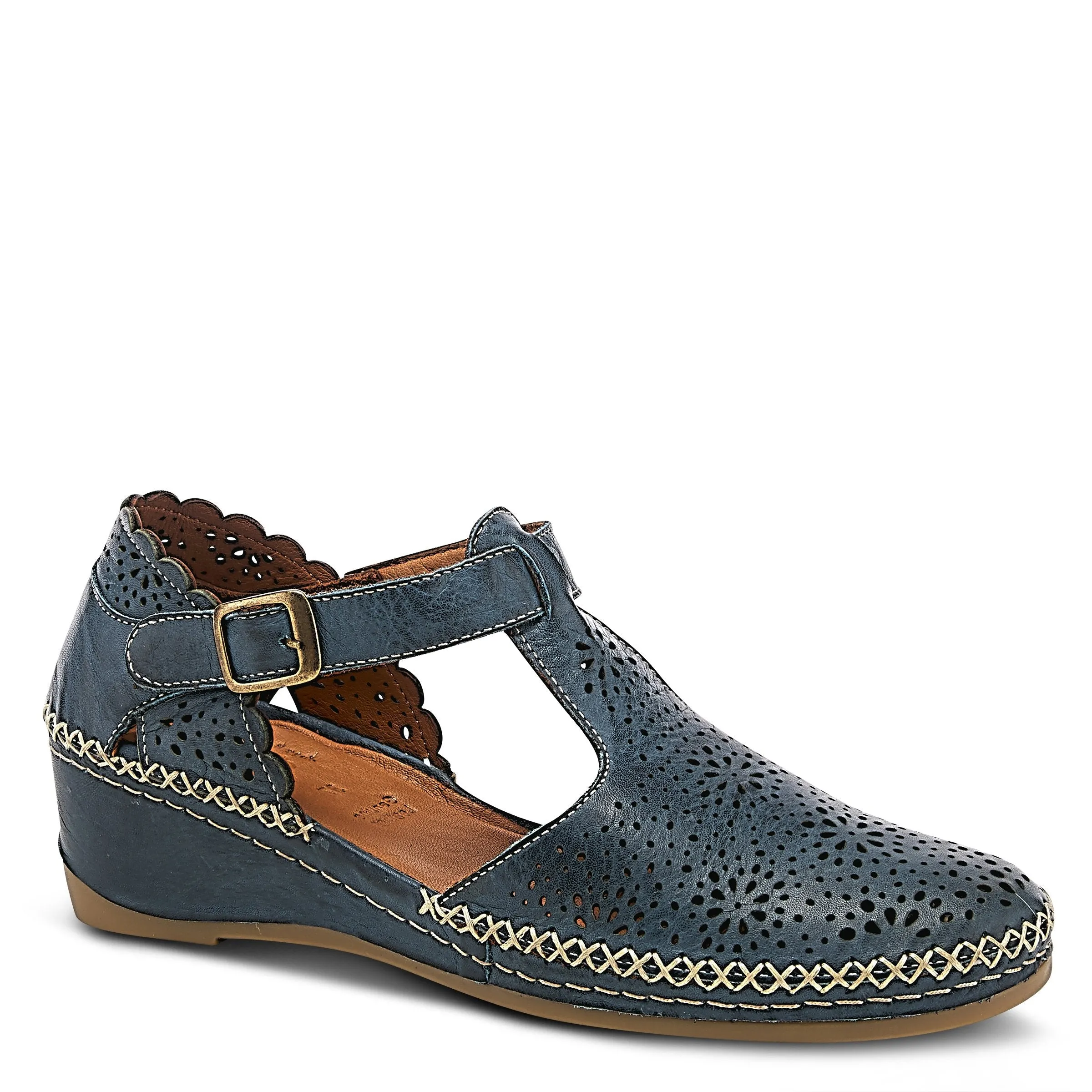 Spring Step Shoes Airy Wedge Shoes Women's Leather T Strap