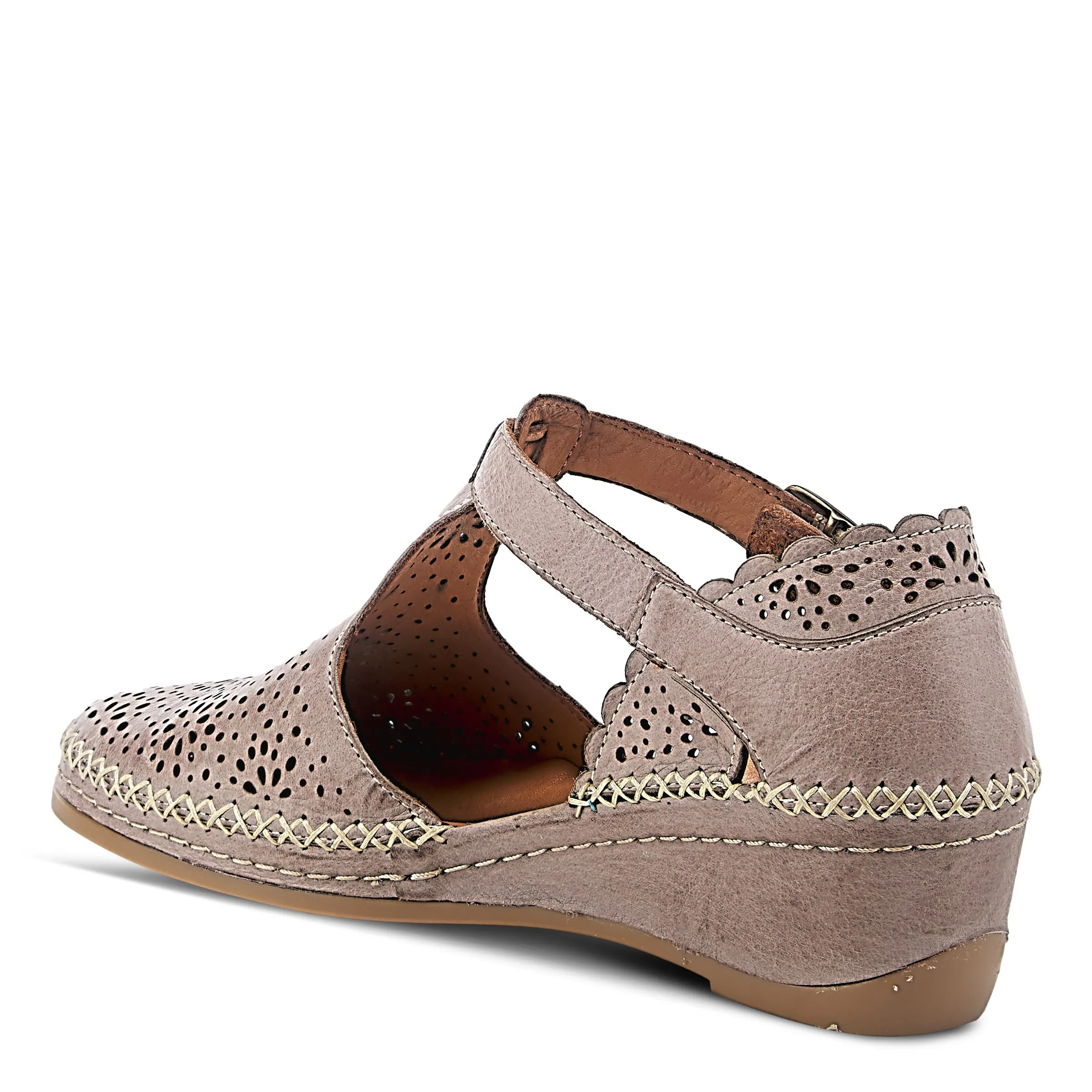 Spring Step Shoes Airy Wedge Shoes Women's Leather T Strap