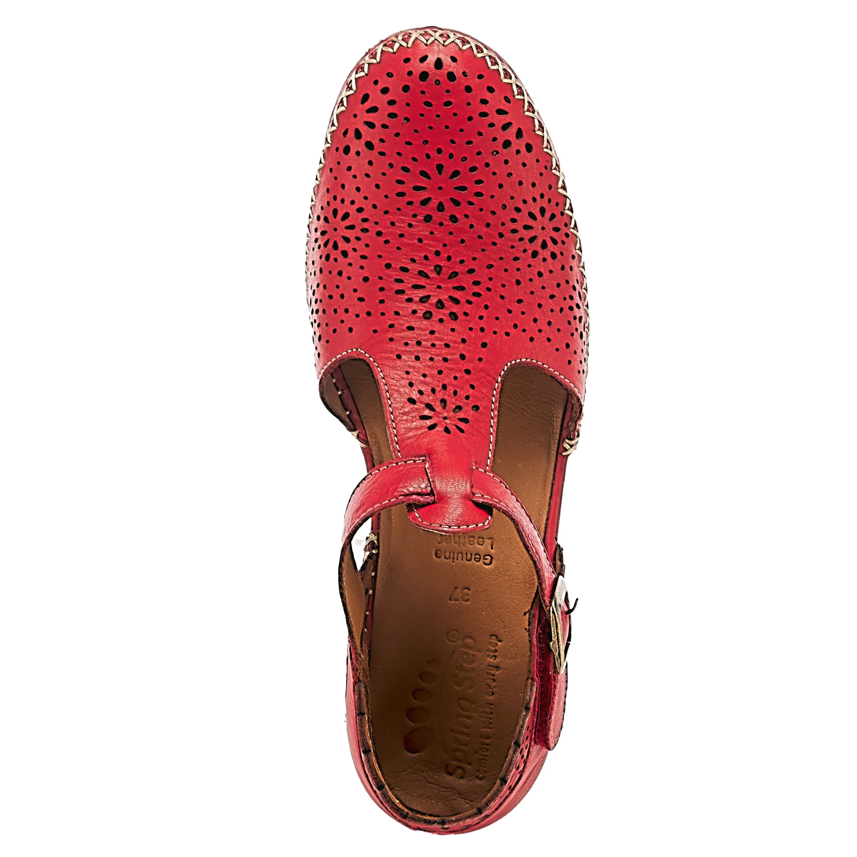 Spring Step Shoes Airy Wedge Shoes Women's Leather T Strap