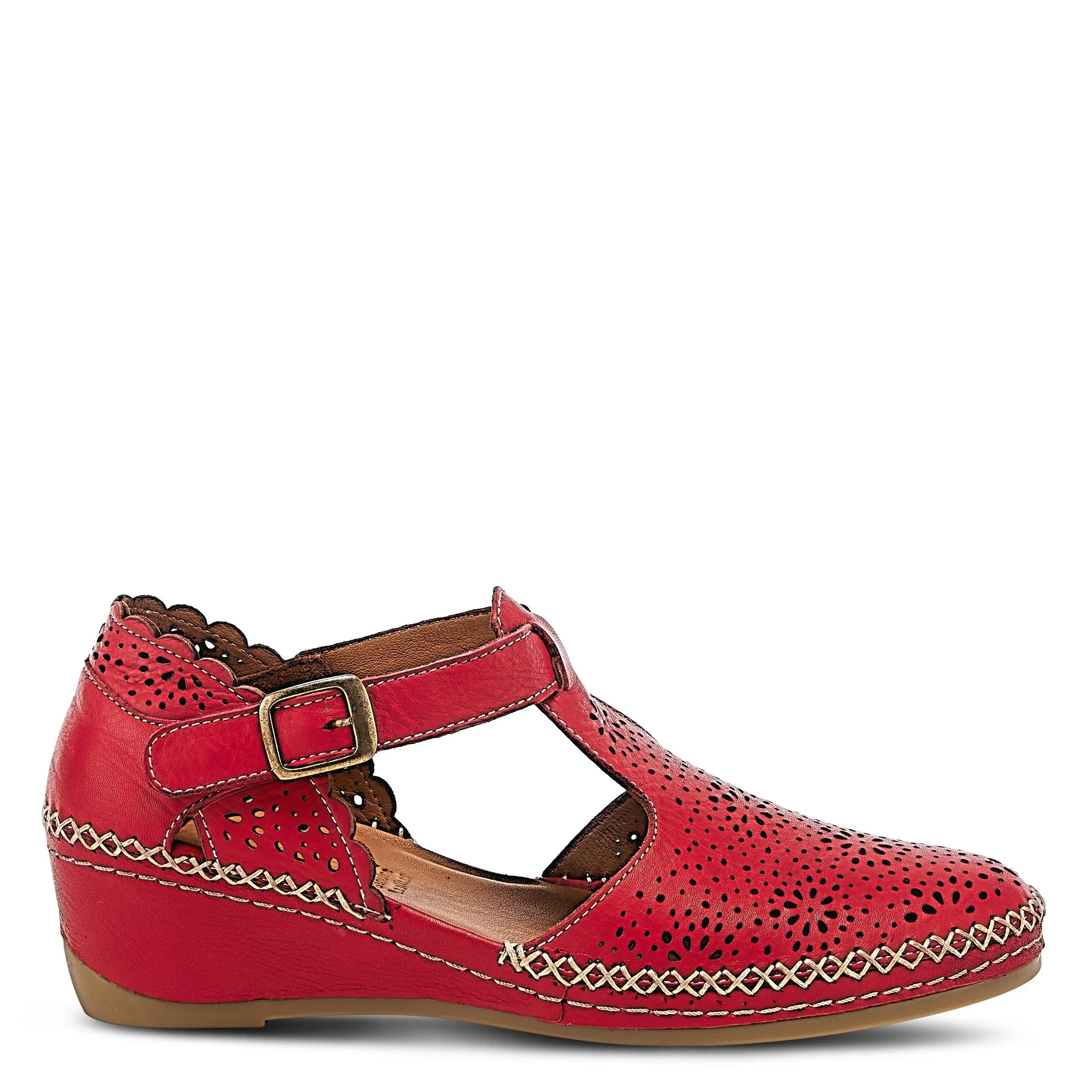 Spring Step Shoes Airy Wedge Shoes Women's Leather T Strap