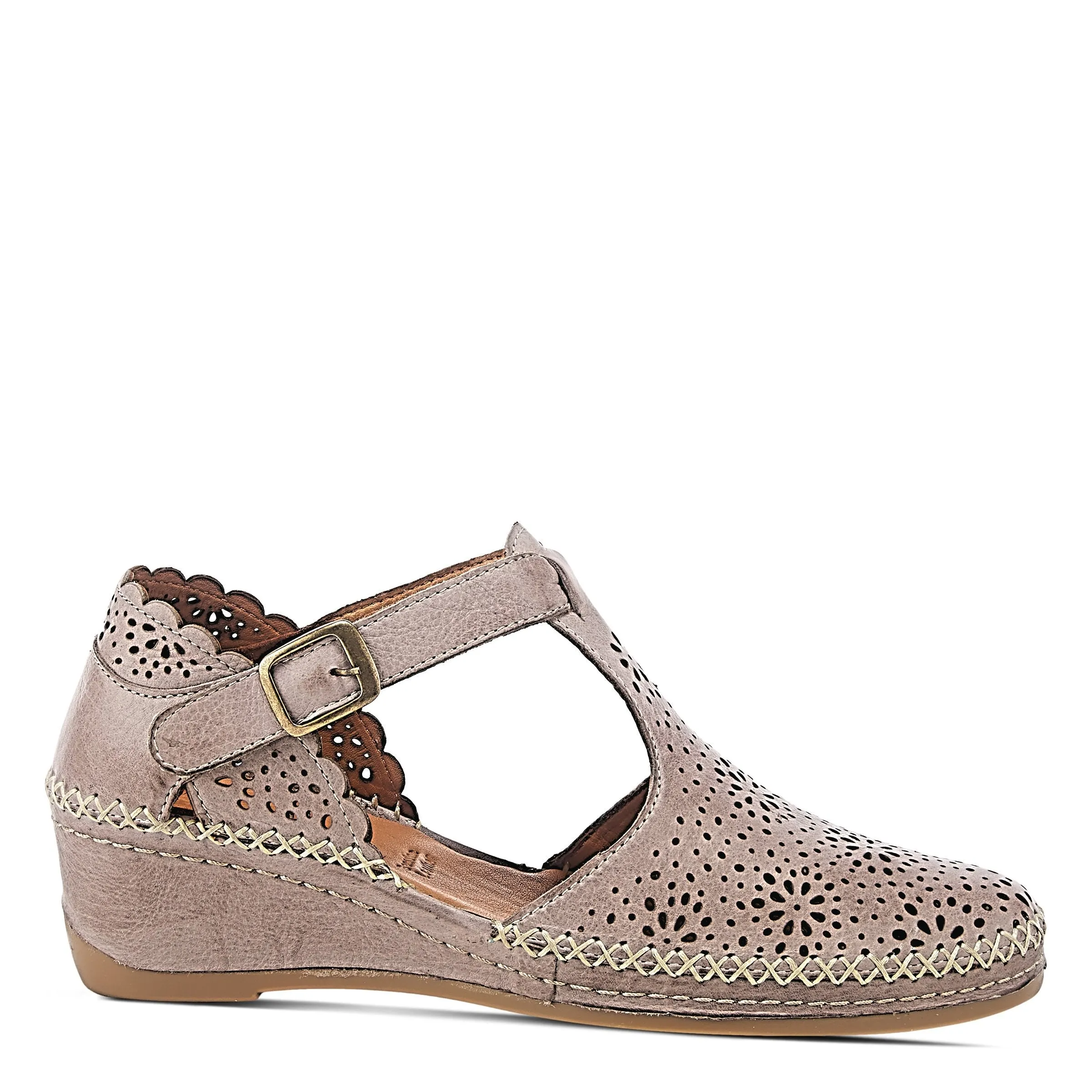 Spring Step Shoes Airy Wedge Shoes Women's Leather T Strap