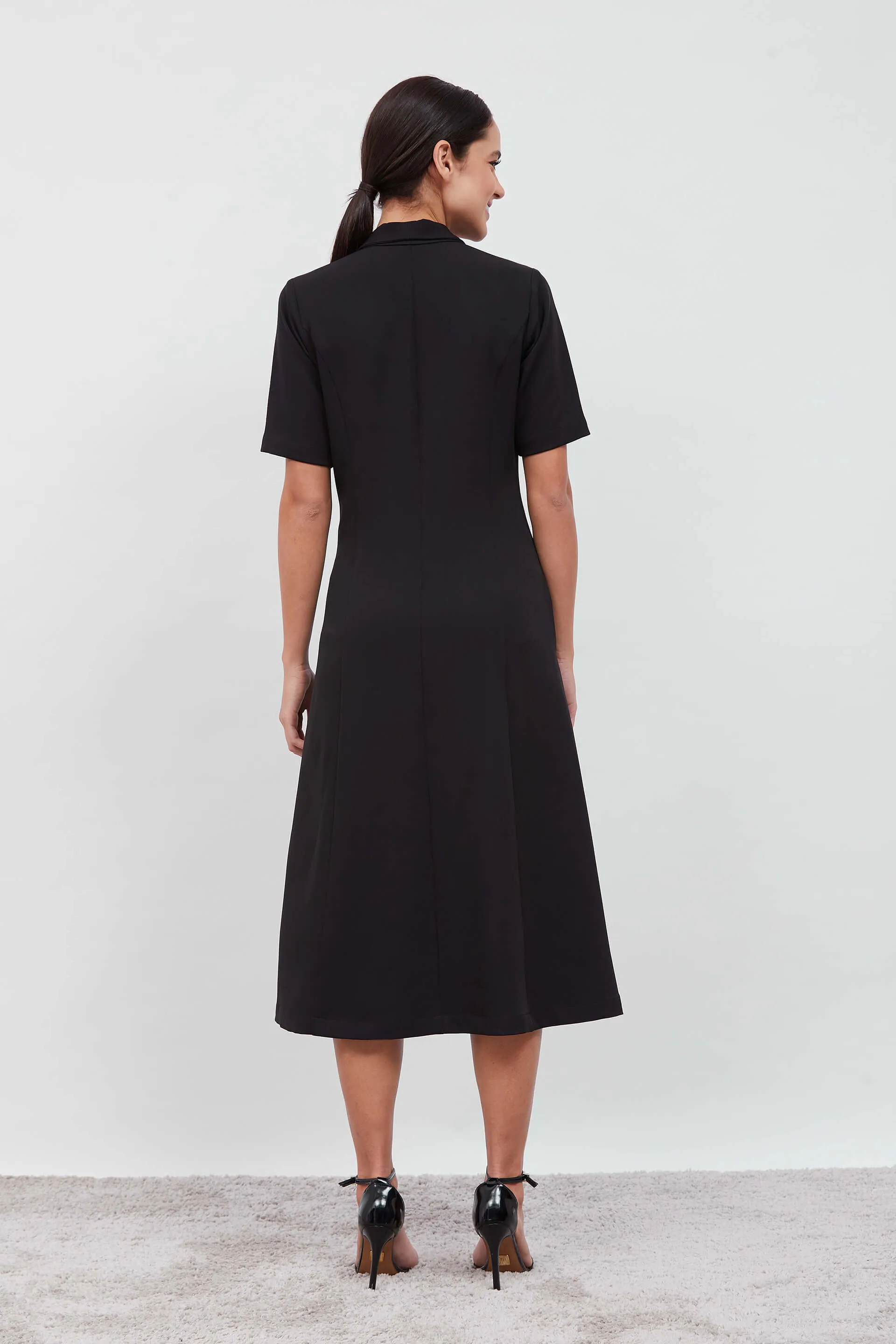 Stalwart Shawl Collared Dress - Black