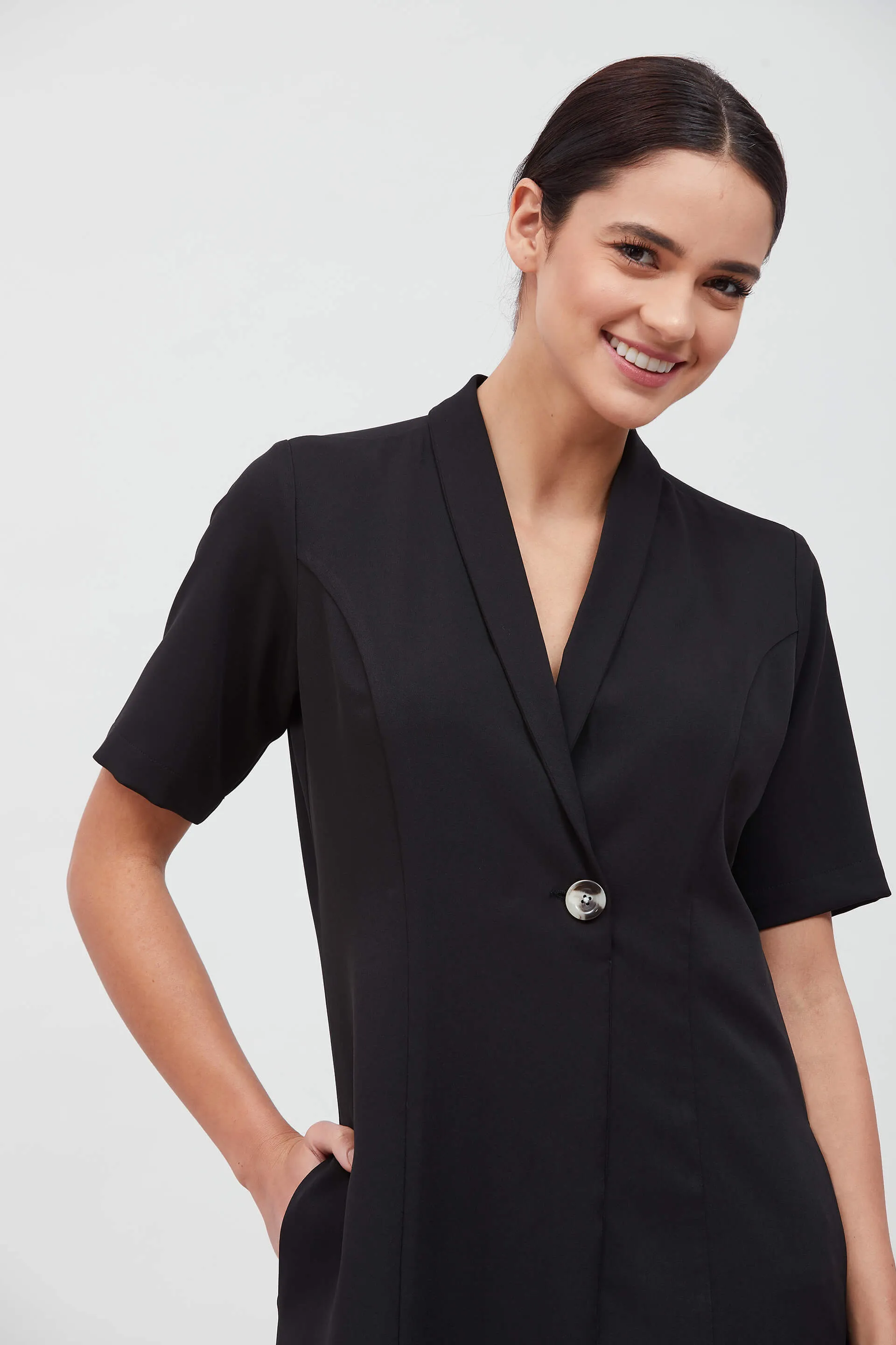 Stalwart Shawl Collared Dress - Black