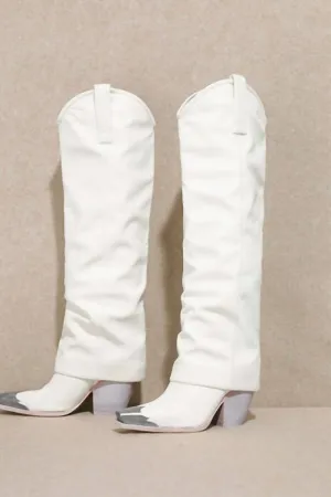 Stevie Pointy Tow Cowboy Boots In White