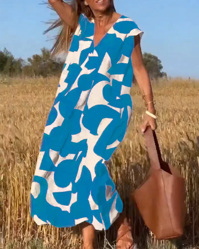 Stéphanie - Printed V-Neck Dress
