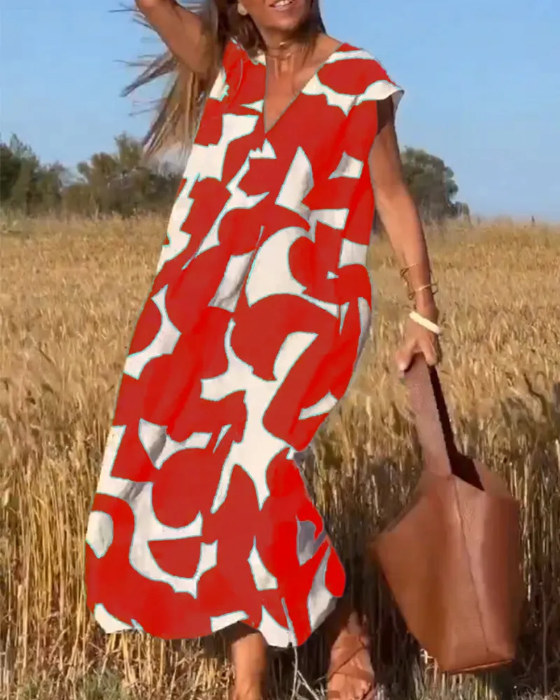 Stéphanie - Printed V-Neck Dress