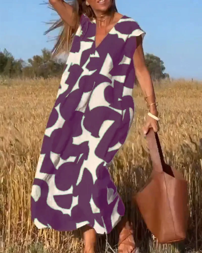 Stéphanie - Printed V-Neck Dress