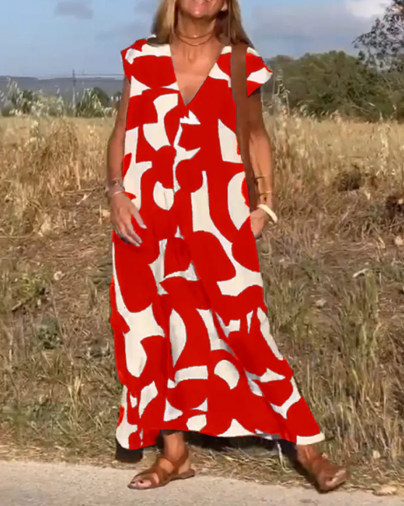 Stéphanie - Printed V-Neck Dress