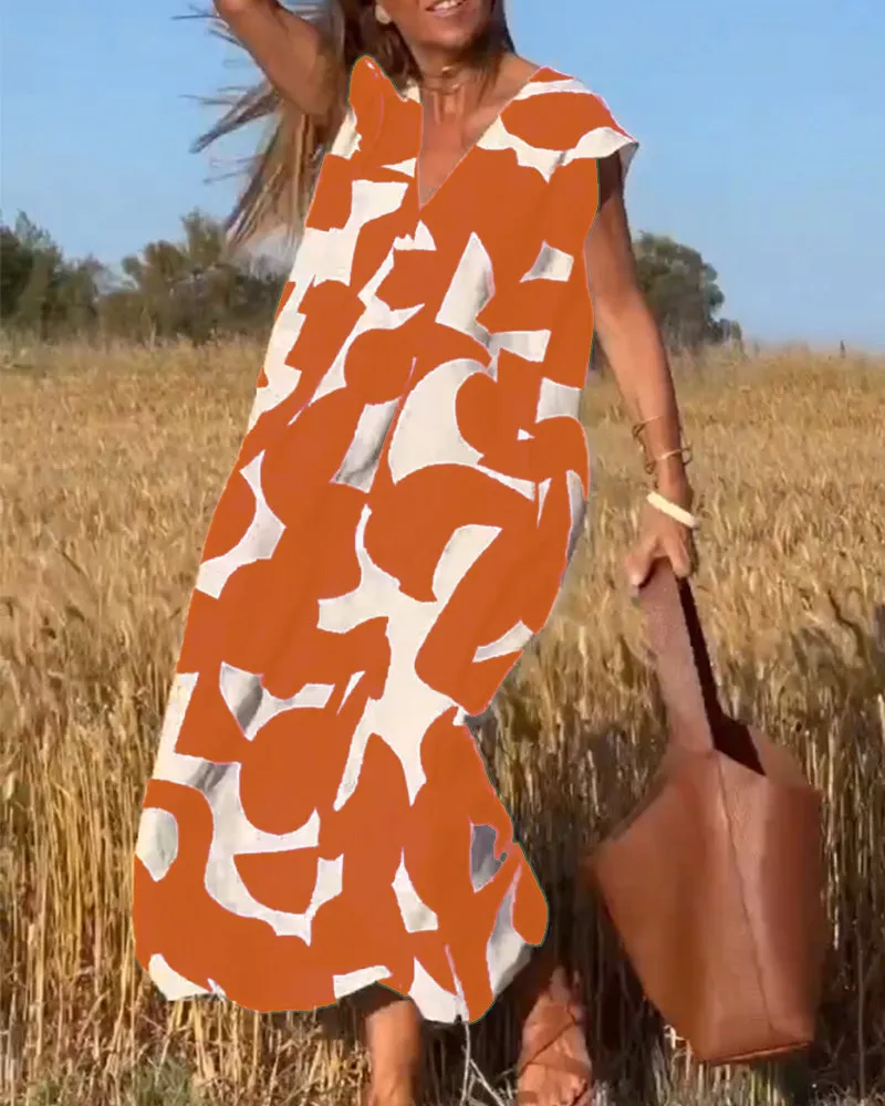 Stéphanie - Printed V-Neck Dress