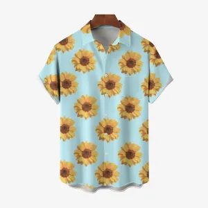 Sunflower Print Casual Short Sleeve Shirt 2404000371