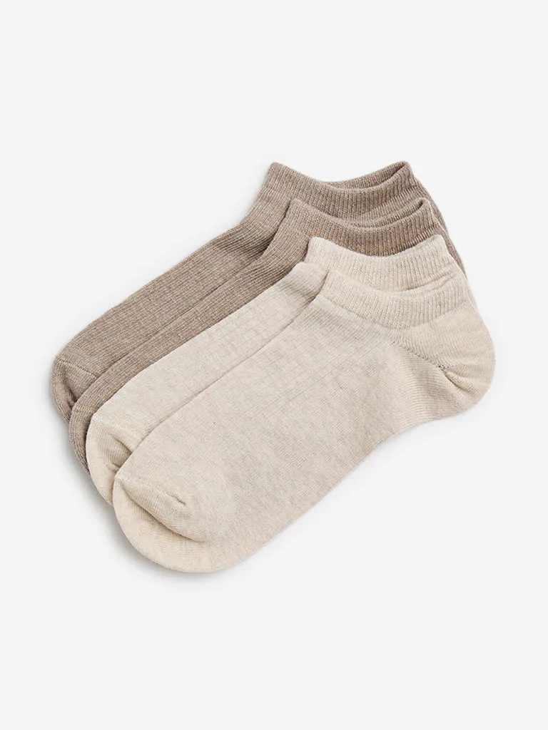 Superstar Beige Cotton-Blend Trainer Socks - Pack of 2